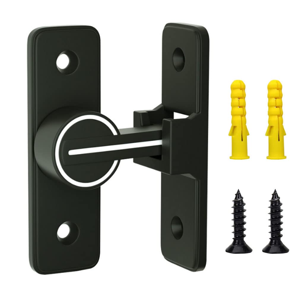 Heavy Duty 90 Degree Black Barn Door Latch Lock - Anti-Theft Security Gate Buckle for Bathroom, Shed & Barn Doors - Durable Metal Hardware for Indoor/Outdoor Use