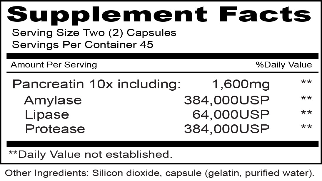 Pancreas 10Xtra (90 Capsules) - Premium Pancreatic Enzyme Supplement with Amylase, Lipase & Protease for Healthy Digestion Support | Ideal for Meal-Time Digestion & Gut Health Maintenance