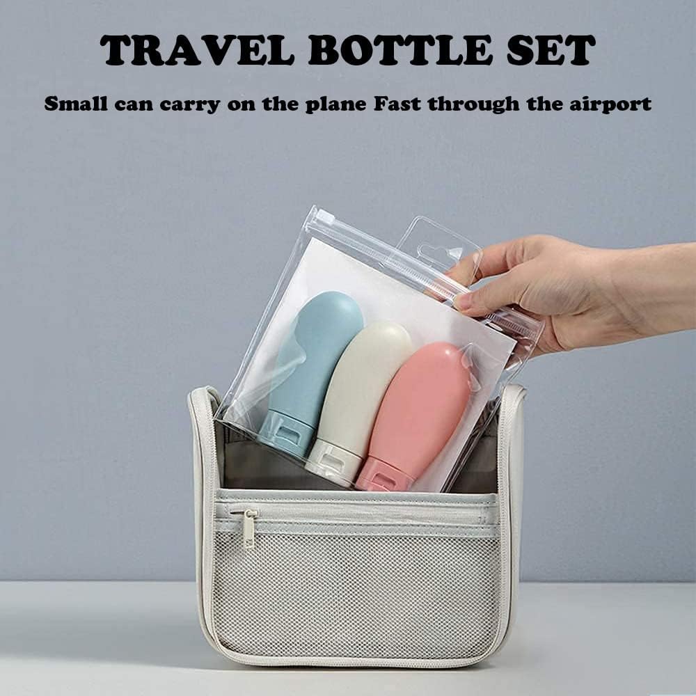 Rexez 3-Piece Travel Bottles Set (60ML) - Leak-Proof Mini Empty Plastic Squeeze Bottles for Shampoo, Conditioner & Toiletries | Portable TSA-Approved Containers with Storage Bag | Perfect for Air Travel, Gym & Camping