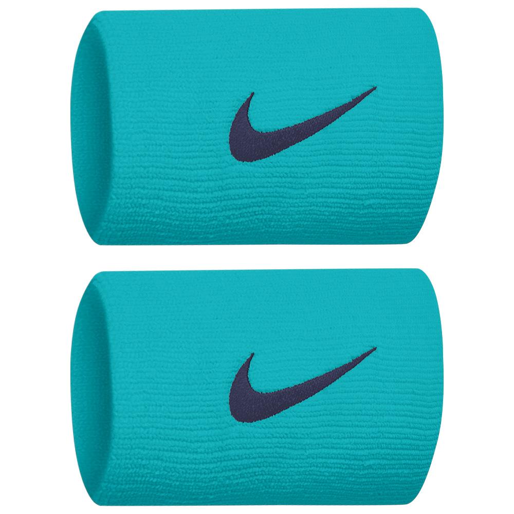 Nike Premier Doublewide Wristbands 2 Pack - Laser Blue/Blue Void - Sweat Absorbent Sports Wristbands for Basketball, Tennis & Workout