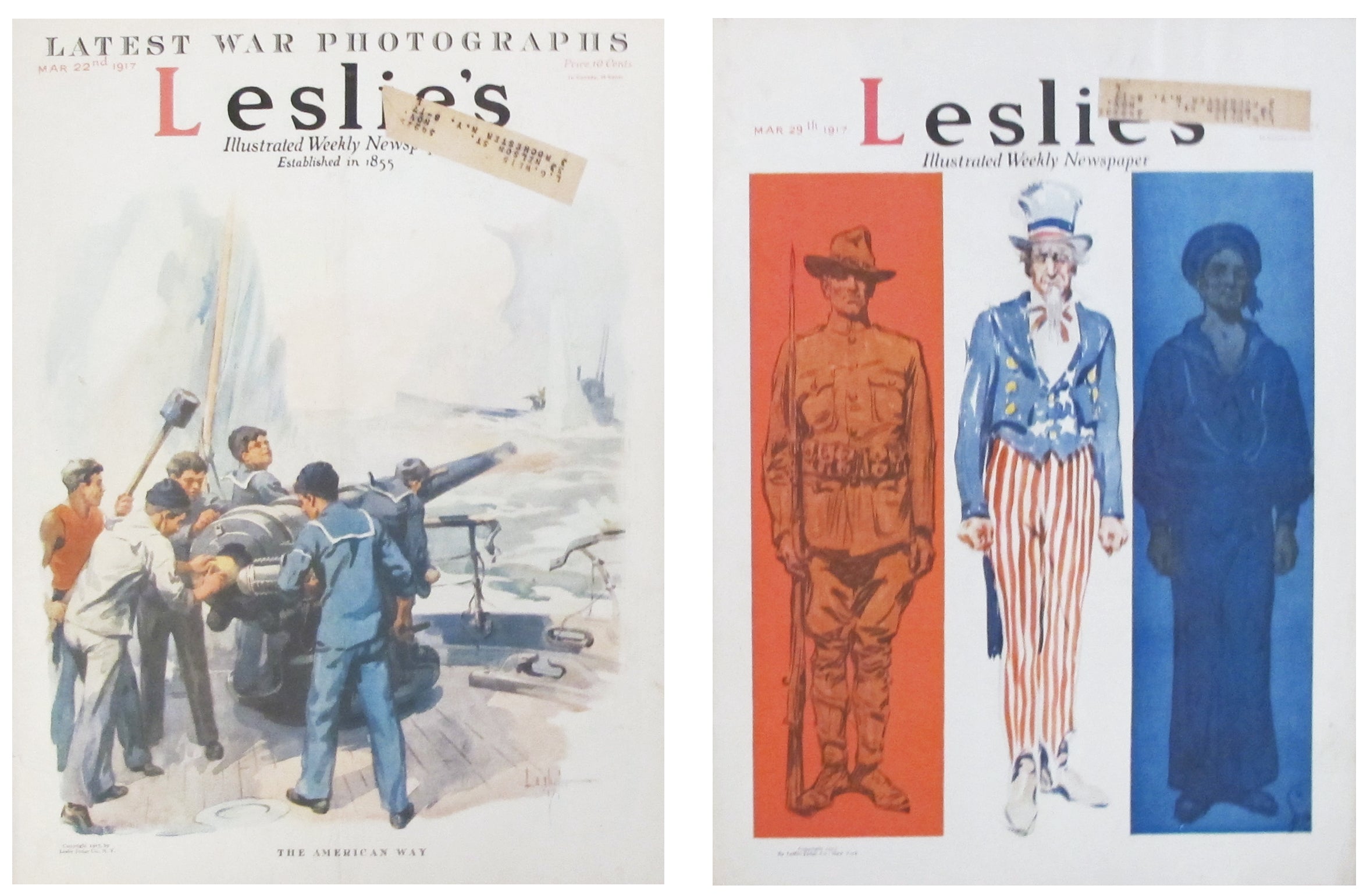 1917 Leslie's Illustrated Weekly Newspaper - Vintage Collectible Set of 2 | Historical Memorabilia for Antique Collectors & History Enthusiasts - Perfect for Home Decor, Gift Giving & Historical Displays