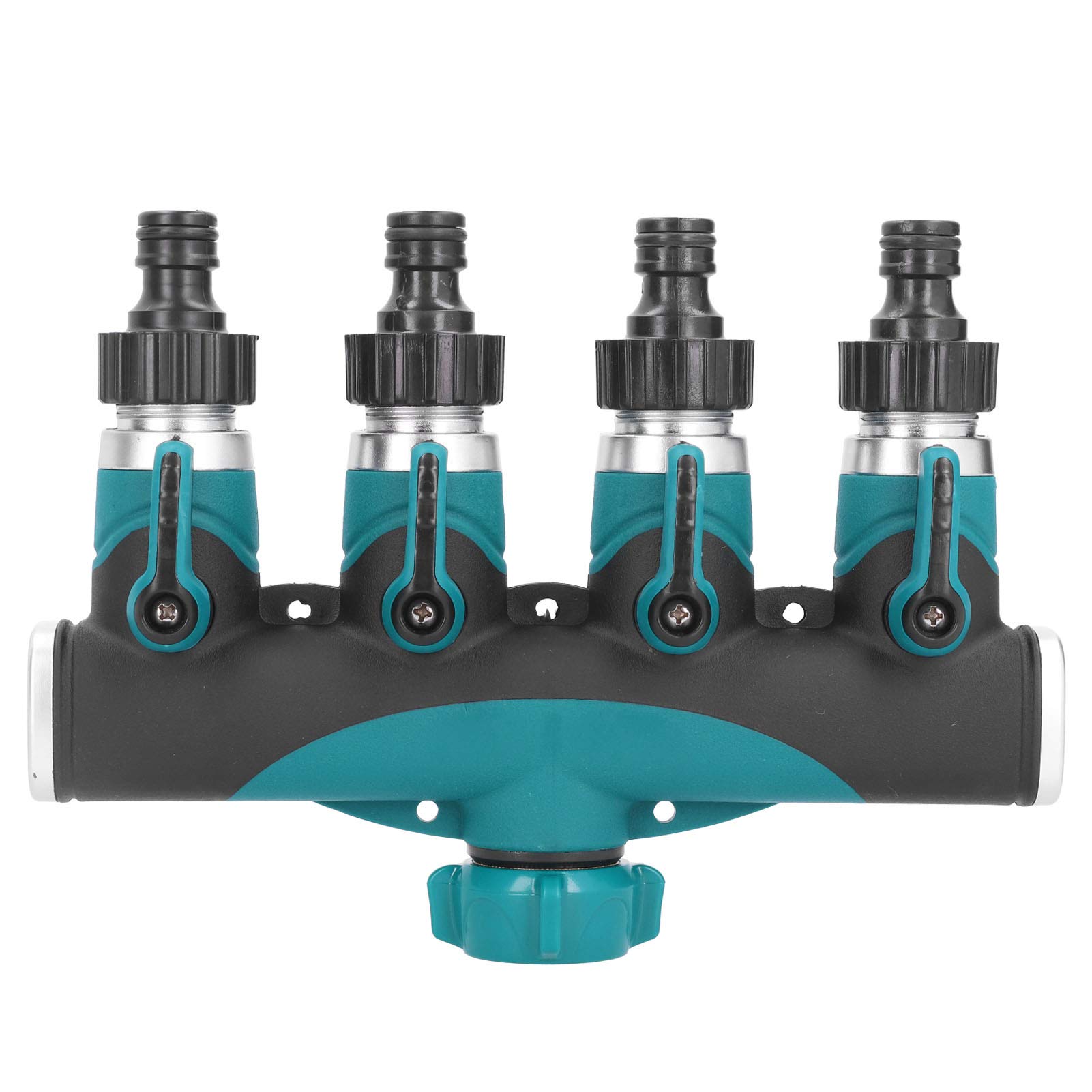4 Way Metal Hose Splitter - Heavy Duty Water Distribution Valve for Garden, Lawn & Outdoor Use | Durable Connector for Multiple Hose Attachments