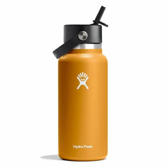 Hydro Flask 32oz Wide Mouth Water Bottle with Flex Straw Lid - Insulated Stainless Steel Vacuum Flask for Hiking, Gym & Outdoor Activities