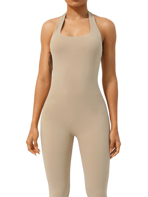 ZASUWA Women's Sexy U Neck Halter Jumpsuit with Scrunch Bum - Perfect for Beach, Party & Night Out