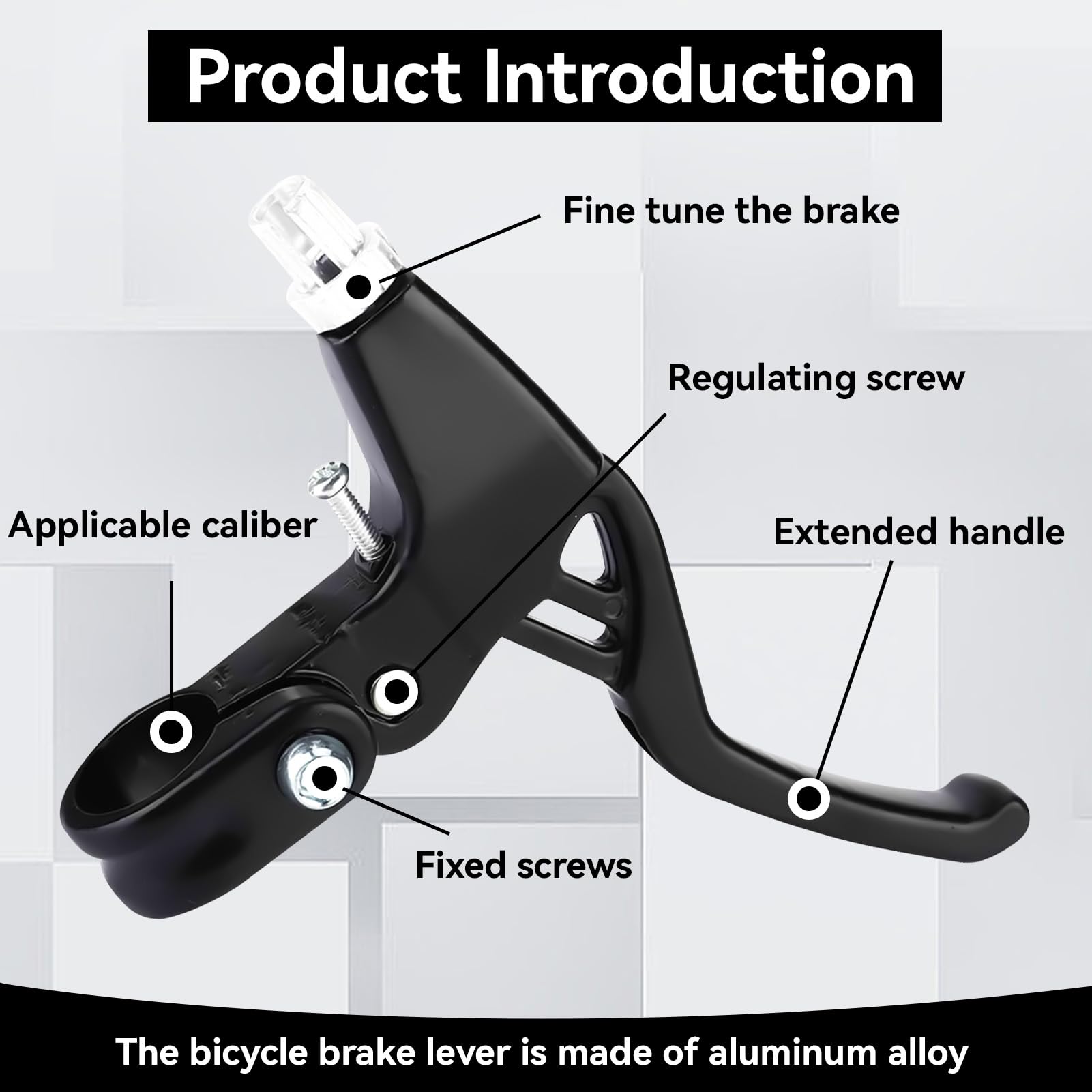 Universal Aluminum Alloy Bike Brake Levers - 1 Pair V-Brake Handlebar for Mountain, Road, BMX Bikes (2.2cm Diameter, Black) | Durable Braking Solution for Cycling Commuting & Off-Road Adventures