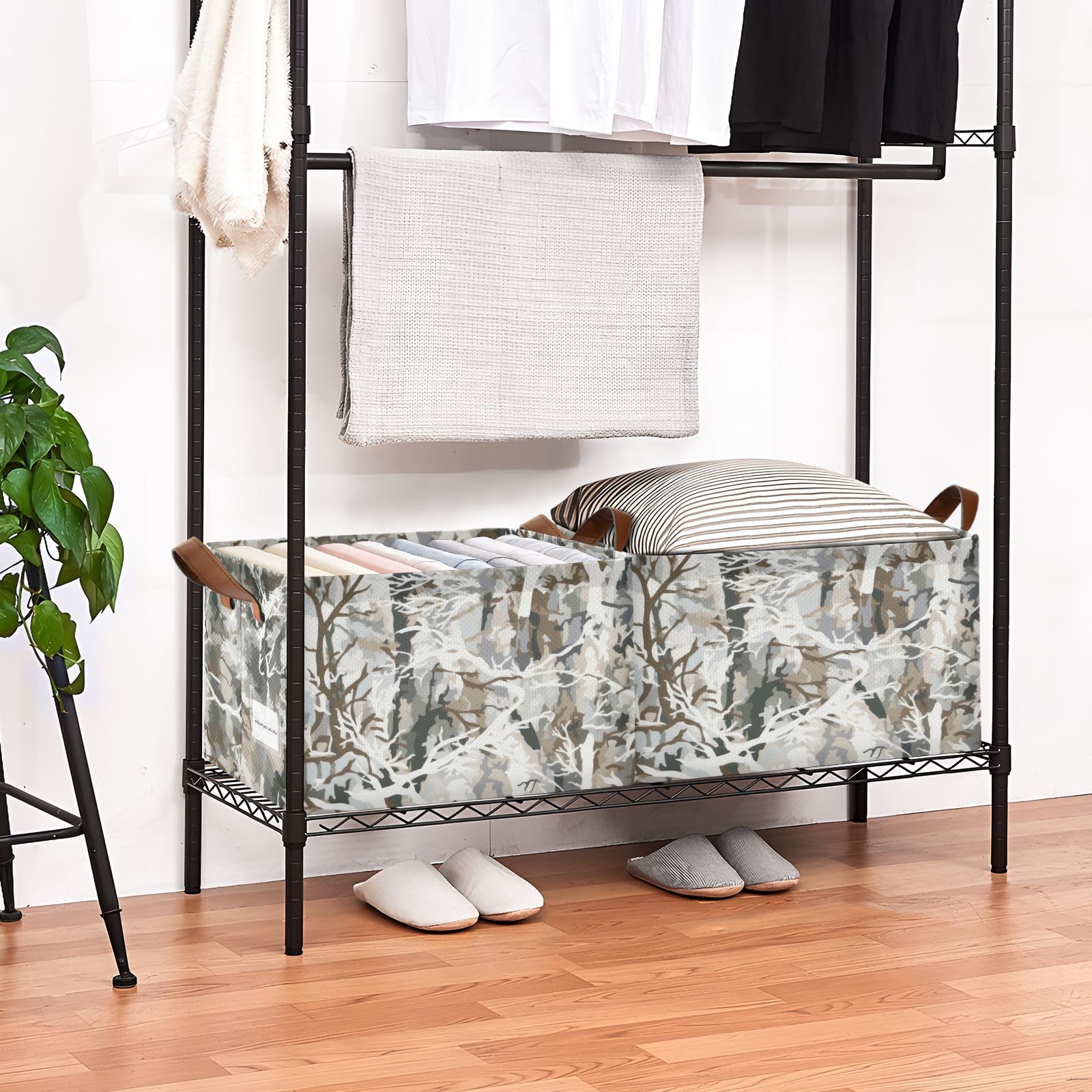 Large Abstract Tree Design Fabric Storage Baskets - Foldable Organizer Bins with Handles for Closet, Bedroom & Office (2-Pack) | Perfect for Clothes, Toys & Home Organization