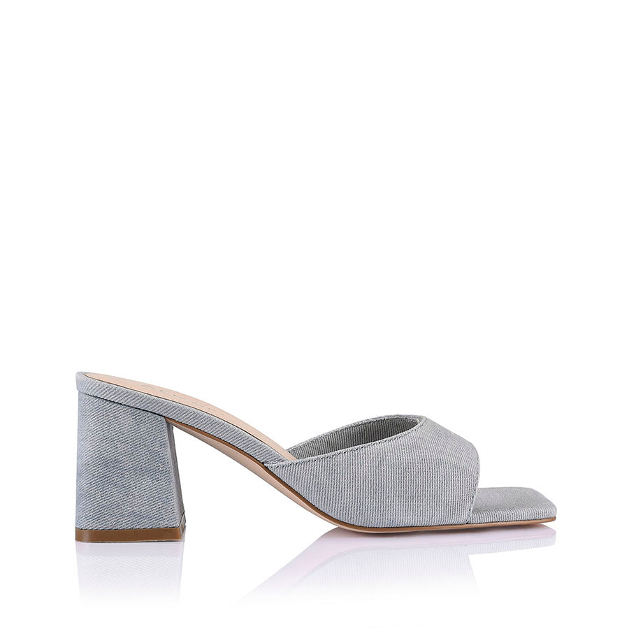 Stylish Sting Block Heel Mules in Denim - Comfortable Women's Slip-On Shoes for Office, Party & Casual Wear