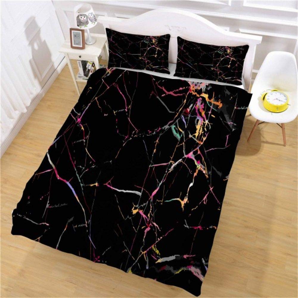 YZBEDSET Abstract Marble Texture Bedding Set - Microfiber Duvet Cover with Pillowcases - Full Size 203x228cm (80x90in) - Soft Luxury Bed Linen for Girls & Teens - Perfect for Modern Bedrooms, Dorm Rooms & Home Decor