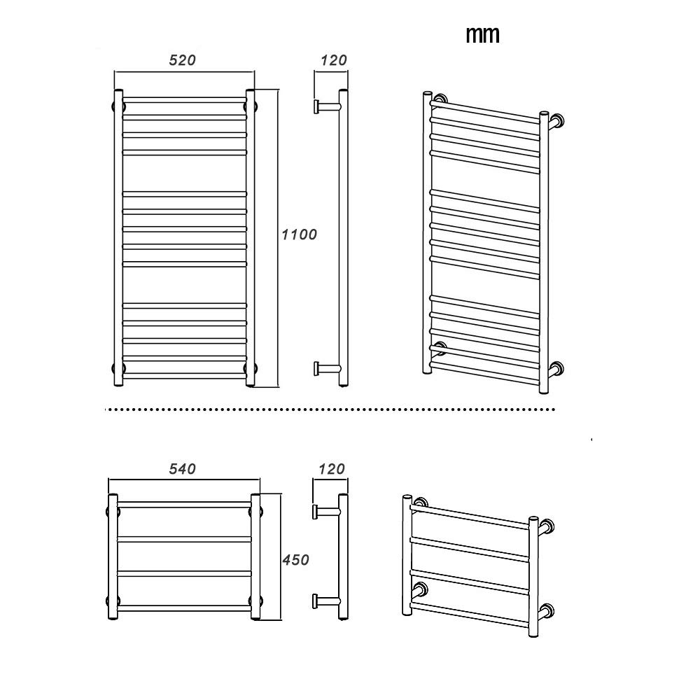 Premium 304 Stainless Steel Electric Heated Towel Rail - Gold Polished Wall Mounted Towel Warmer with Built-in Thermostat (43.3