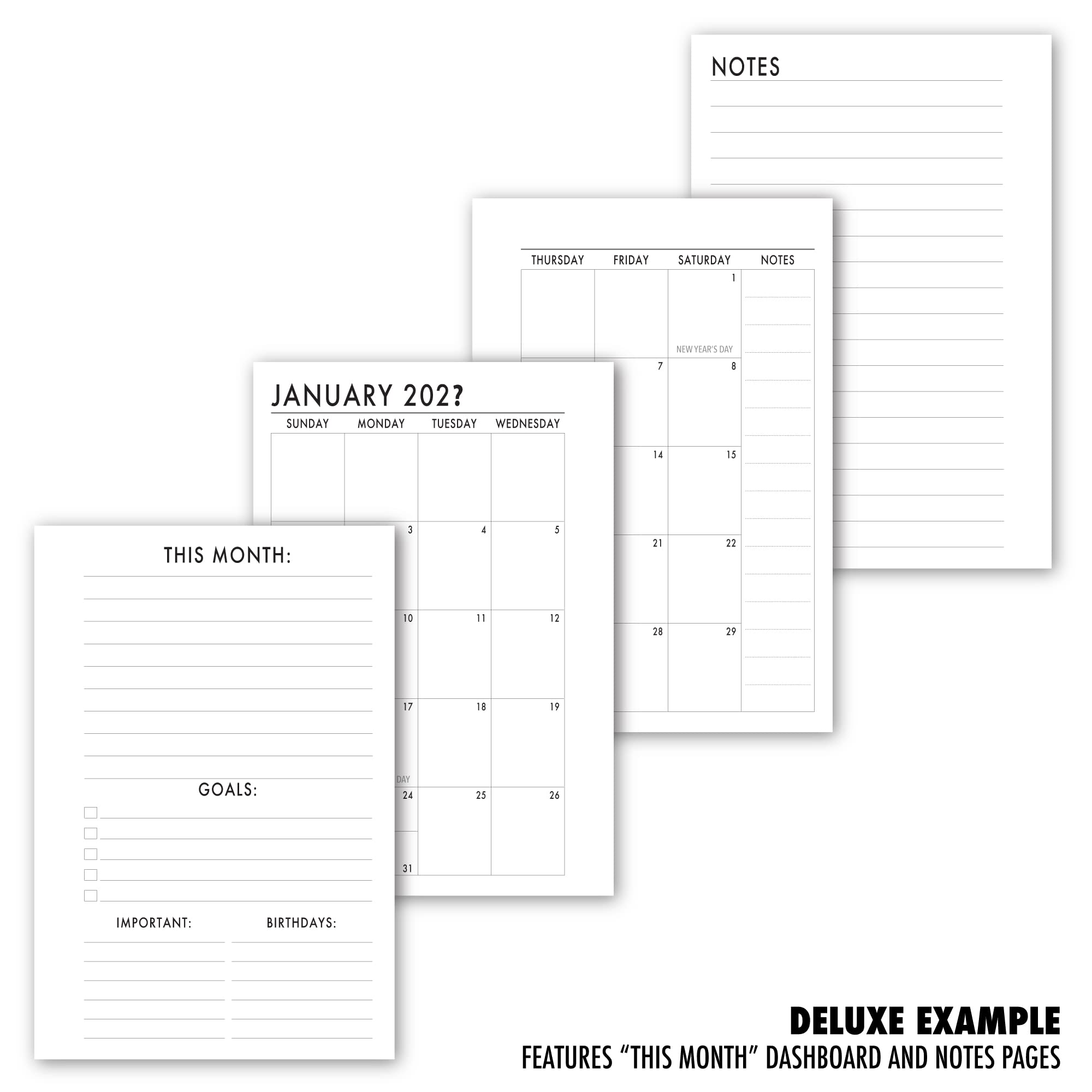 2025 Monthly Planner Refill - January to December Pocket Calendar, 3.2
