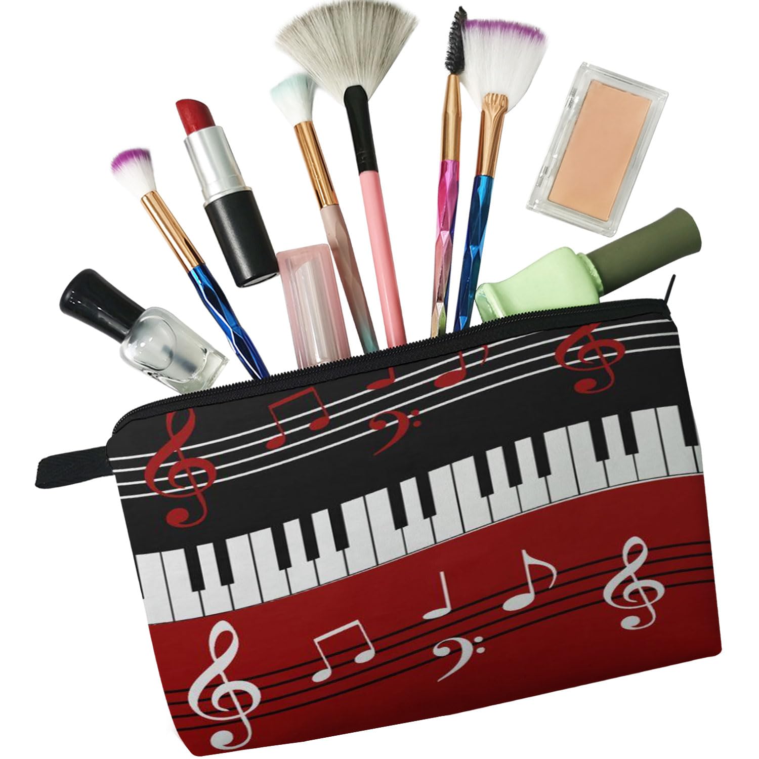 Piano Note Cosmetic Bag - Cute Small Makeup Pouch for Women & Girls | Travel Toiletry Bag with Zipper | Perfect Gift for Music Lovers | Great for Daily Use, Travel, Concerts & Music Events