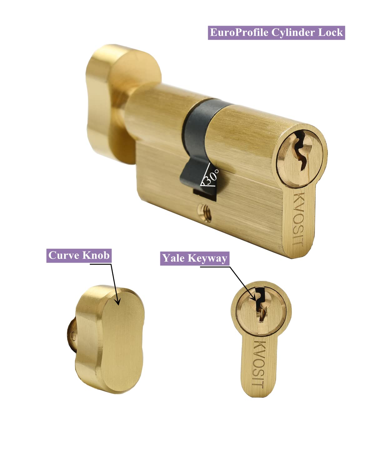 Solid Brass Lock Cylinder with 3 Brass Keys - 63mm Andersen Lock Replacement for Storm Doors & Security Storage Units | Durable Brushed Finish for Enhanced Security (Ideal for Home, Office & Commercial Use)