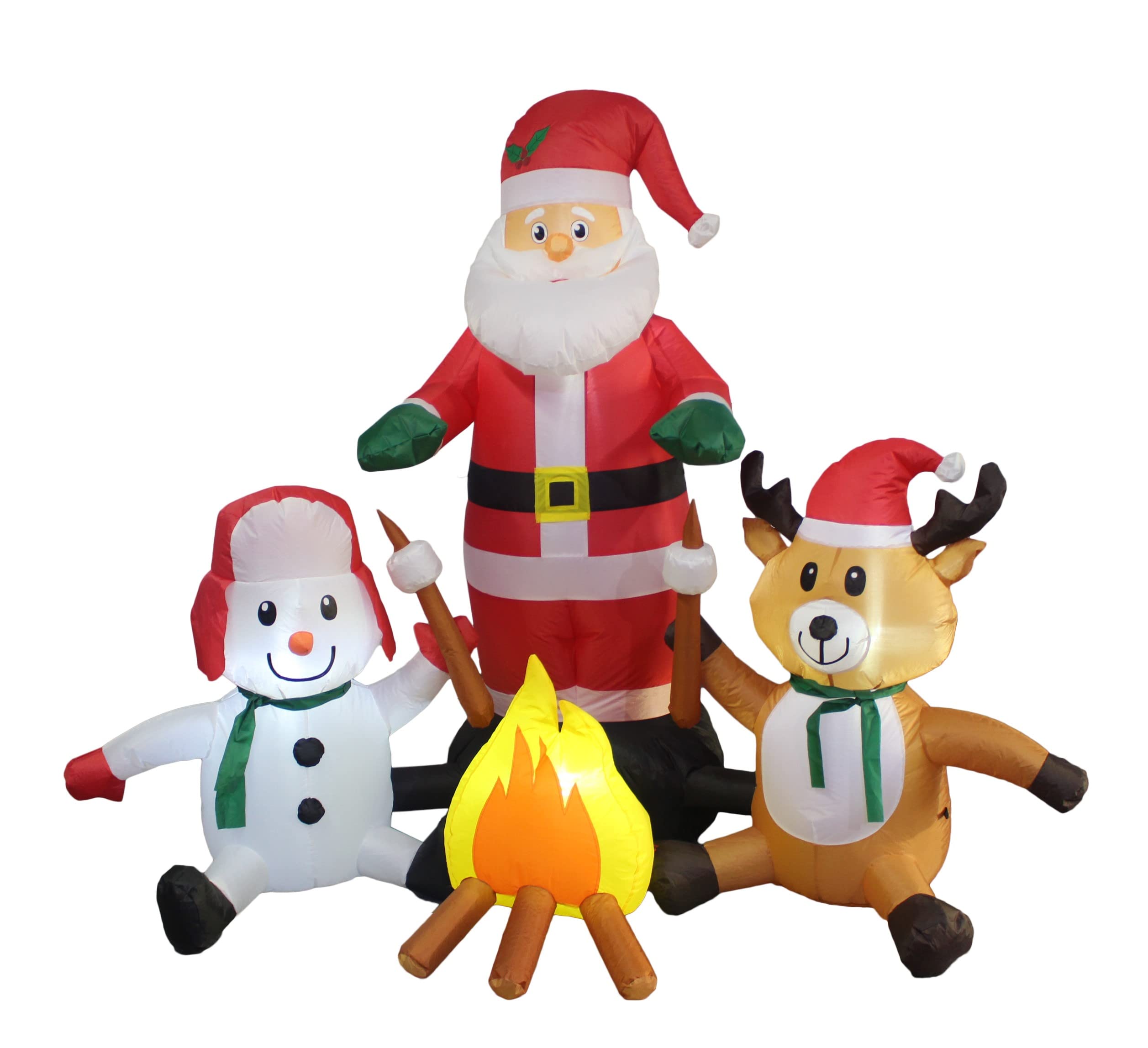 6ft Christmas Inflatable Santa Claus Snowman Reindeer Trio with LED Lights - Outdoor/Indoor Holiday Yard Decoration for Camping, Family Gatherings & Party Decor