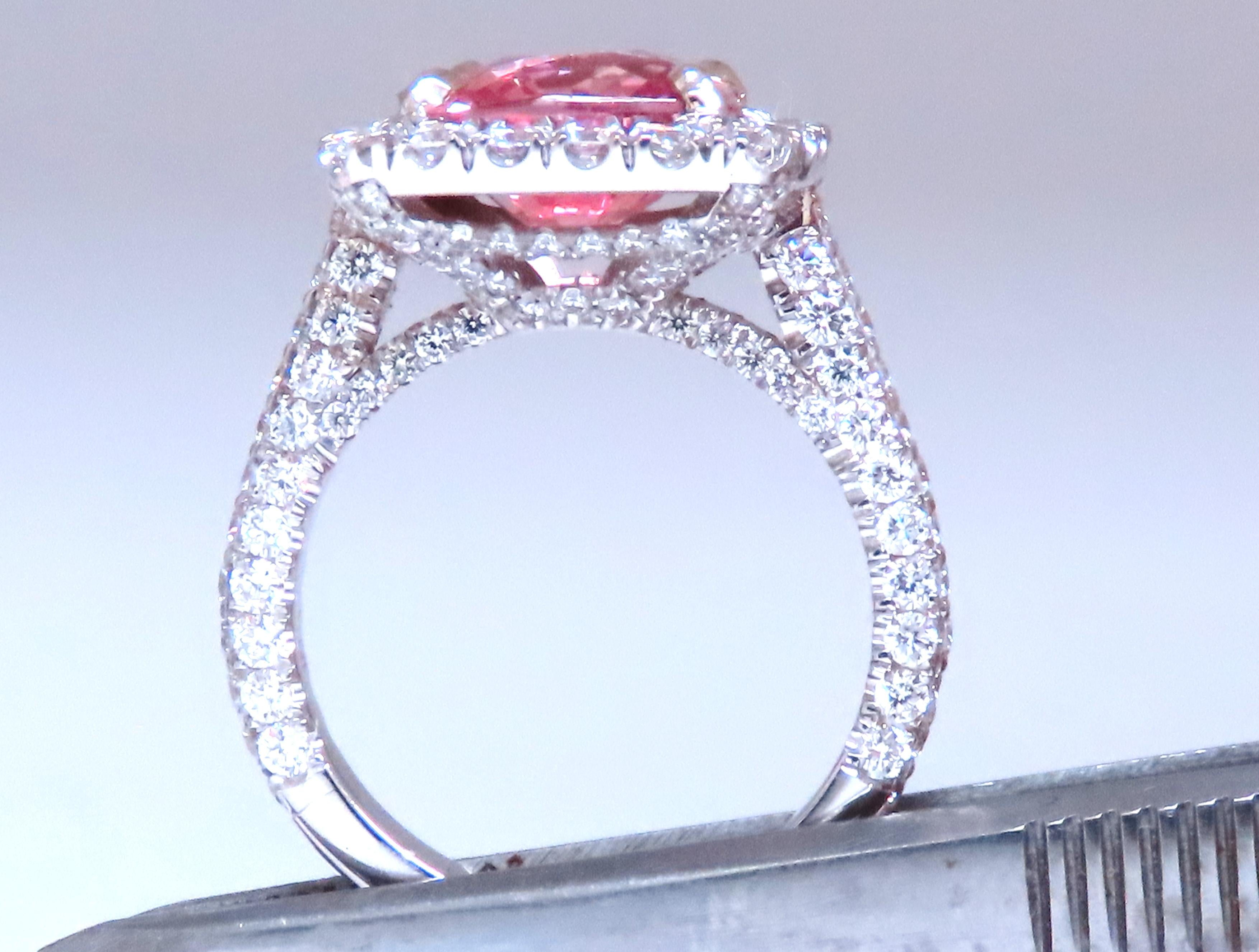 GIA Certified 4.51ct Natural Padparadscha Sapphire Diamond Ring in 18K Gold with Halo Setting - Perfect for Engagement, Anniversary & Special Occasions
