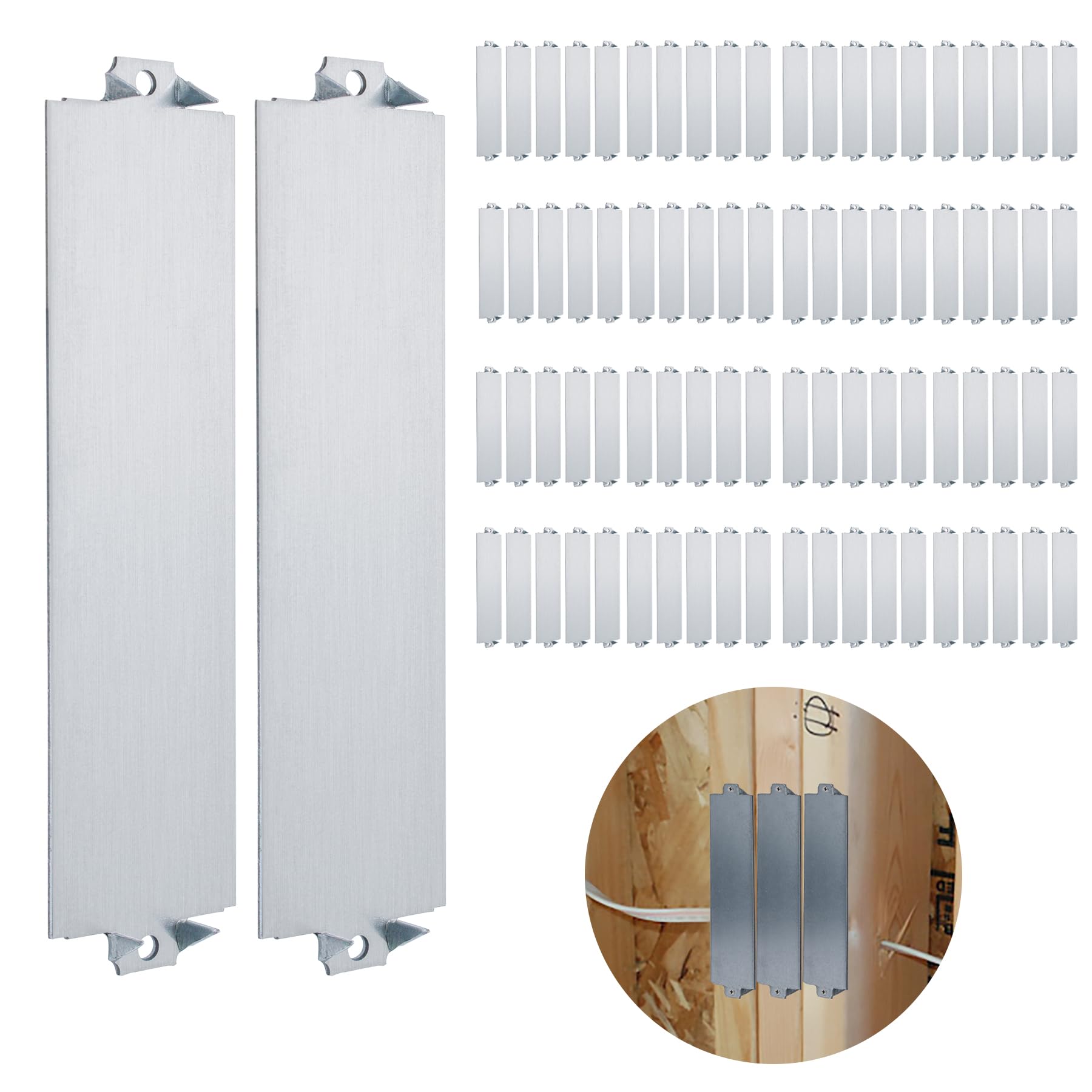 80 Pack 1.5 x 6 Inch Nail Plates for Wood Studs - Electrical Cable Protector Plates for Wiring Safety - Perfect for Home Renovation, DIY Projects, and Electrical Installations