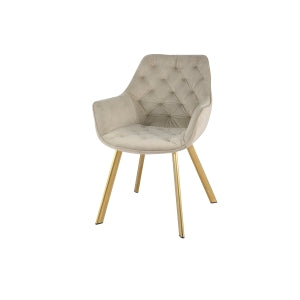 Luxury Beige Velvet Gold Arm Chairs Set of 2 - Modern Accent Chairs for Living Room, Bedroom & Office Decor