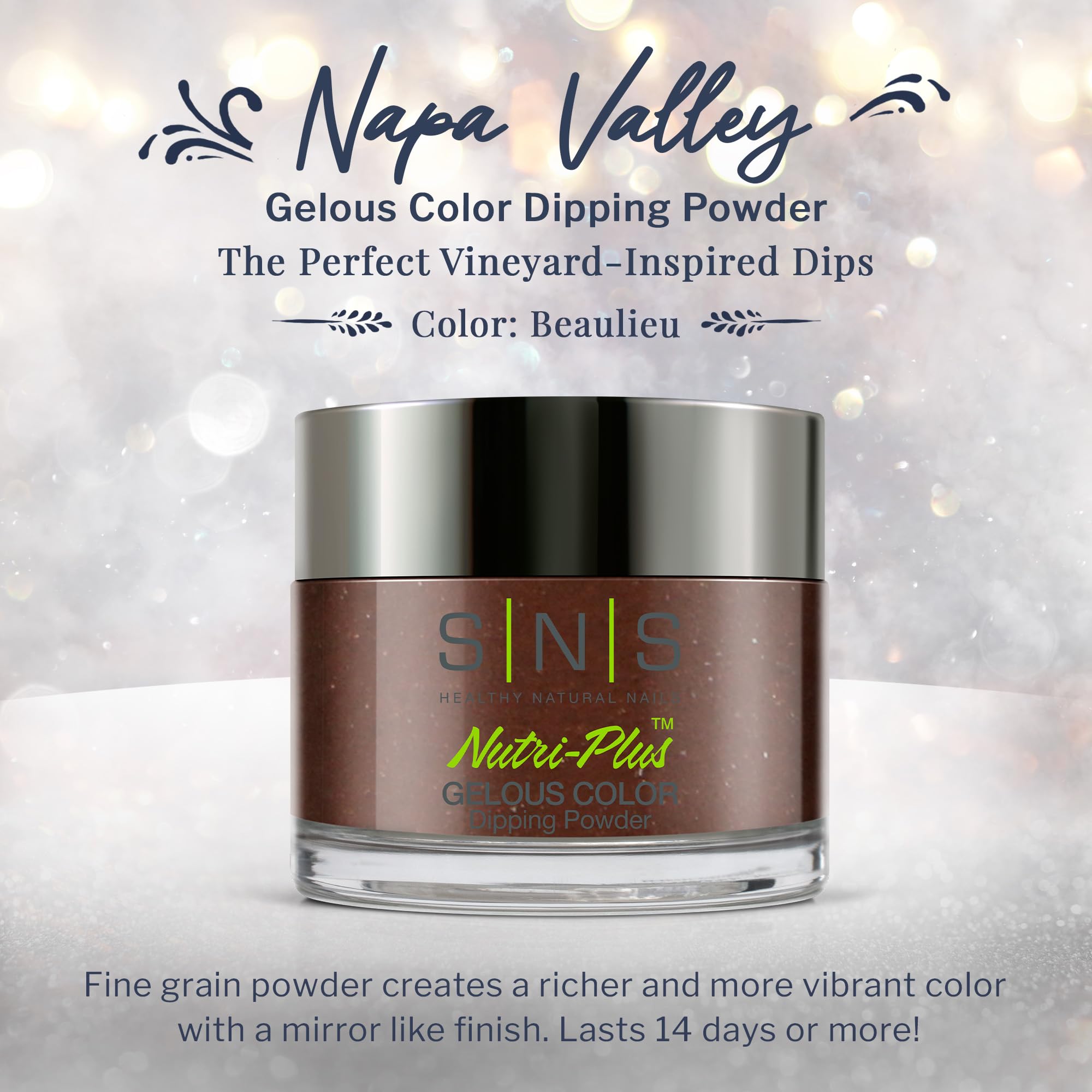 SNS Nail Dip Powder - Beaulieu Brown Shimmer Dipping Powder Kit - Long Lasting 14 Days Gel Polish - No UV Lamp Needed & Low Odor - 1oz for Salon & Home Manicures