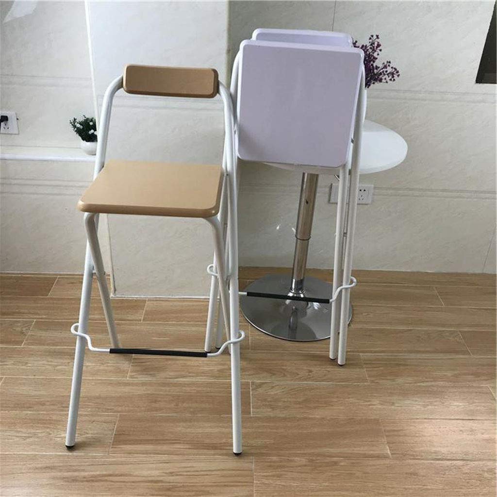 Folding Bar Stool with Back - 27/29 Inch Wooden Pub Chair with Metal Frame - 220 lbs Weight Capacity - 7 Color Options - Perfect for Kitchen Island, Home Bar, Restaurant & Outdoor Use