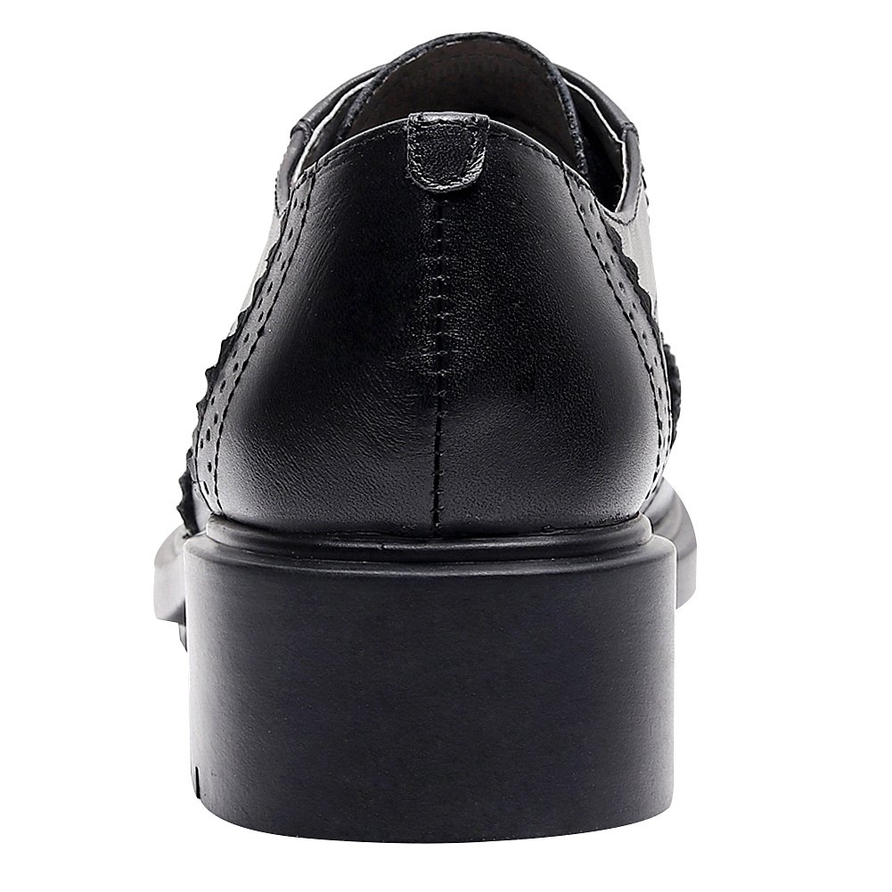 Rismart Women's Oxford Dress Shoes - Genuine Leather Round Toe Lace-Up Brogues for Business & Formal Occasions - Perfect for Office, Interviews & Professional Events