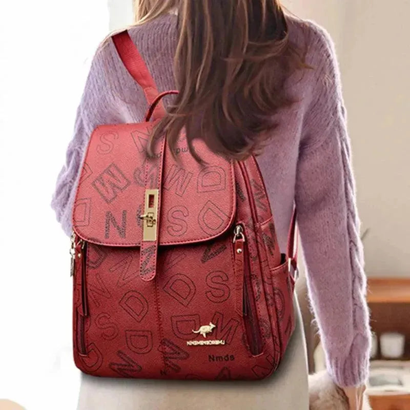Premium Soft Leather Women's Shoulder Backpack - Stylish & Durable Handbag for Work, Travel & Everyday Use