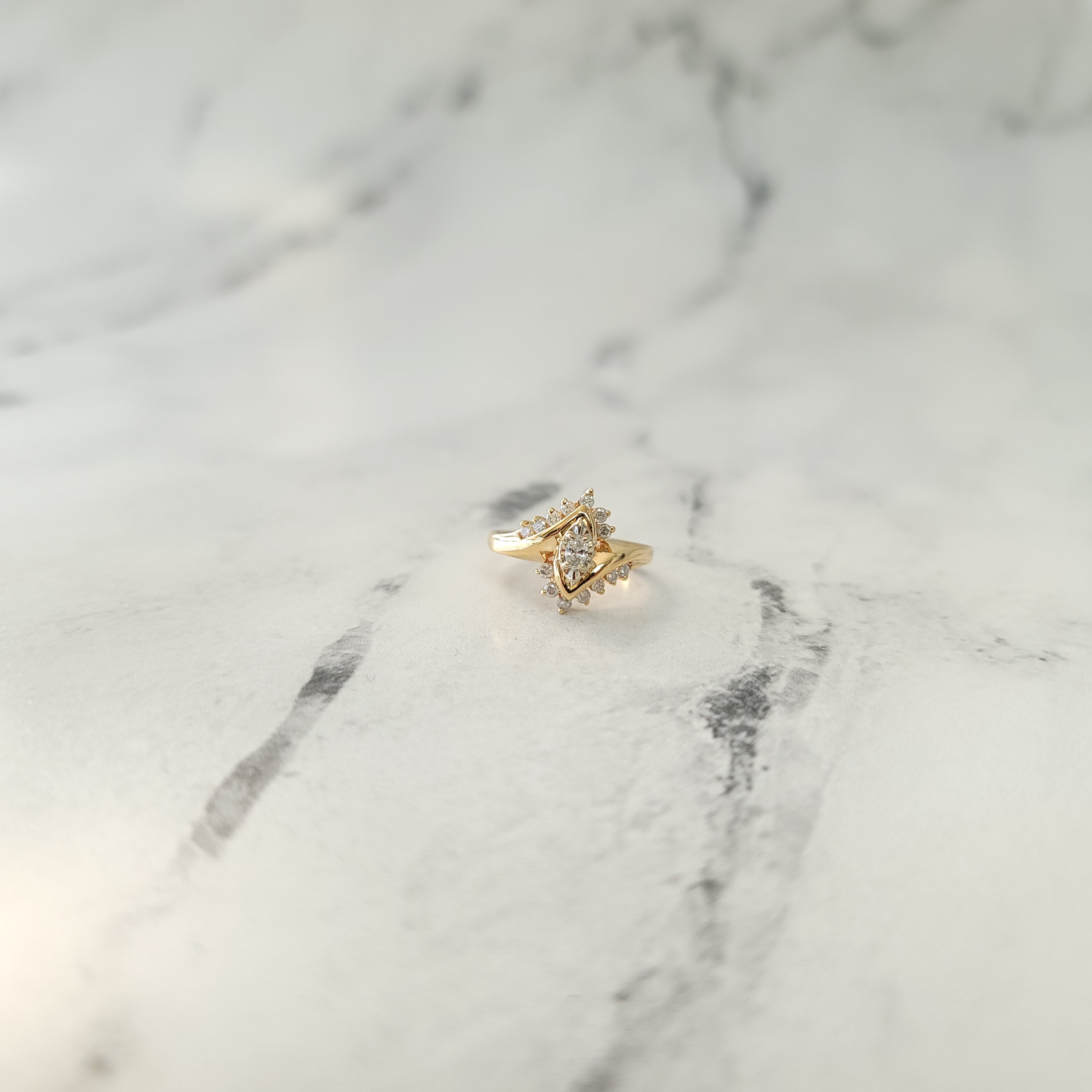 0.50 Carat Marquise Cut Diamond Bypass Engagement Ring - Elegant Wedding Band for Proposals & Anniversaries