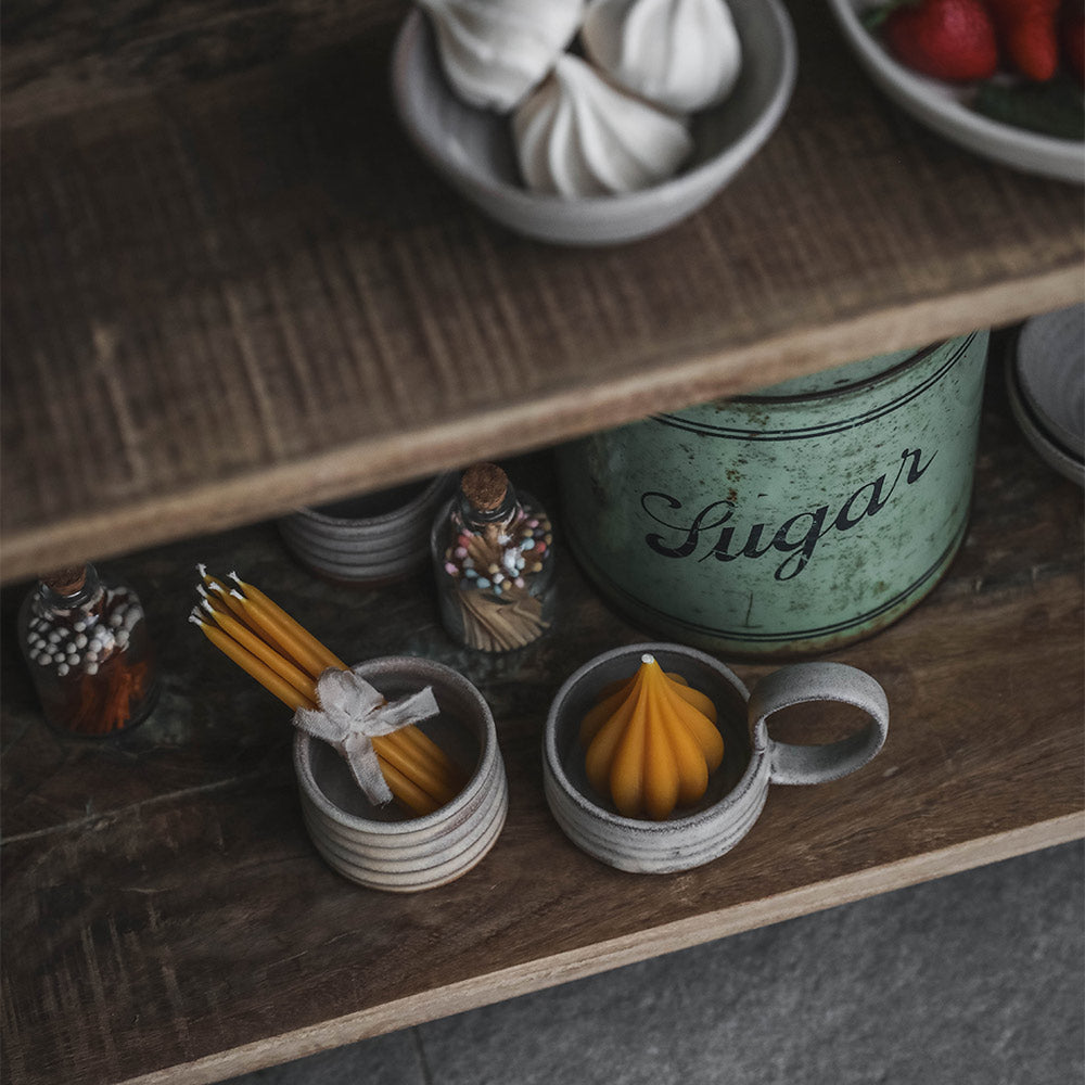 Handmade Ceramic Tealight Candle Holder with Wooden Handle - Perfect for Home Decor, Wedding Centerpieces, and Romantic Ambiance
