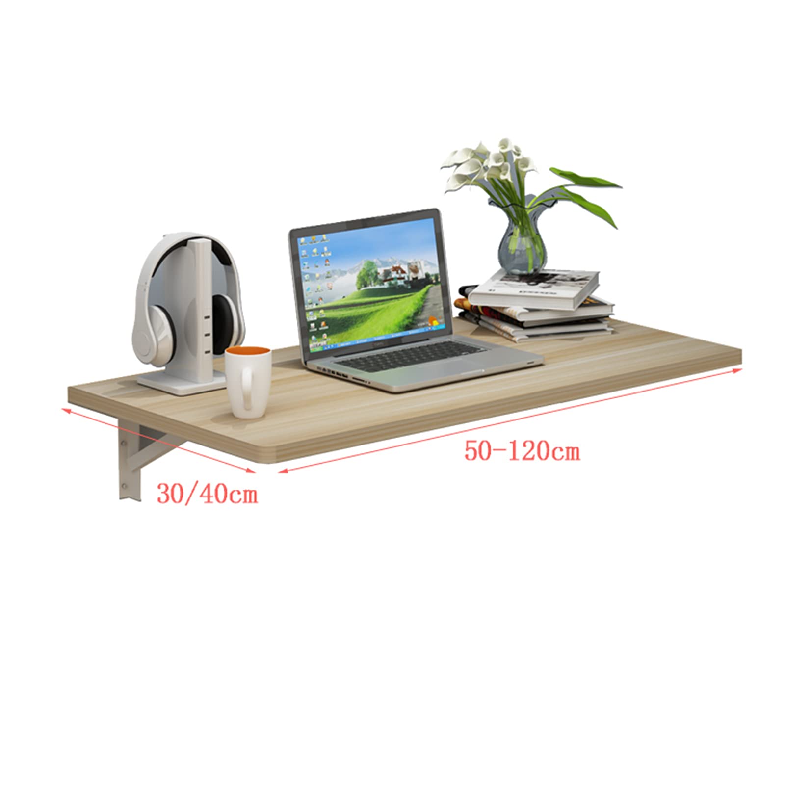 Wall Mounted Fold Down Desk - Space Saving Drop Leaf Dining Table, Small Wooden Desk for Laundry Room, Kitchen, Study, Bar (60x40cm) | Perfect for Apartments, Tiny Homes & Small Spaces