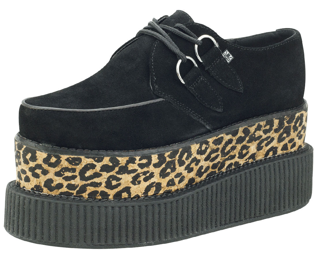 T.U.K Black Suede Leo 3x Sole Viva Mondo Creeper Shoes - Punk Rock Platform Sneakers for Women & Men | Perfect for Concerts, Gothic Fashion & Alternative Streetwear