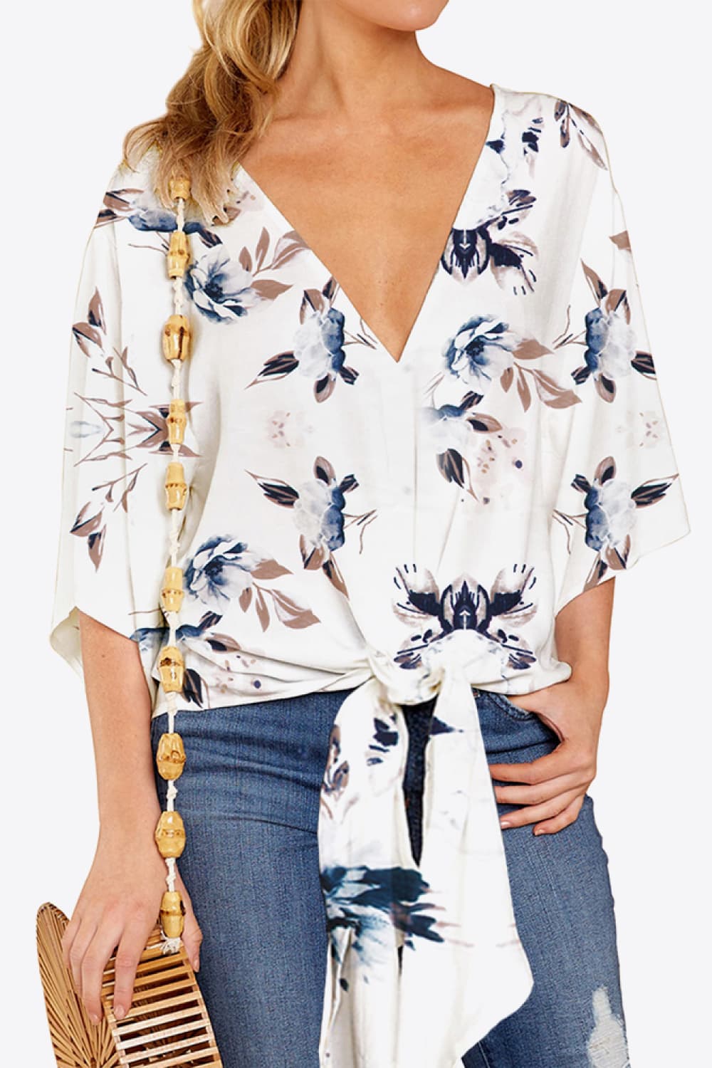 Floral Resort Blouse for Women - Boho Chic Vacation Shirt, Beach Cover Up, Summer Tunic Top - Perfect for Tropical Getaways, Pool Parties & Casual Outings