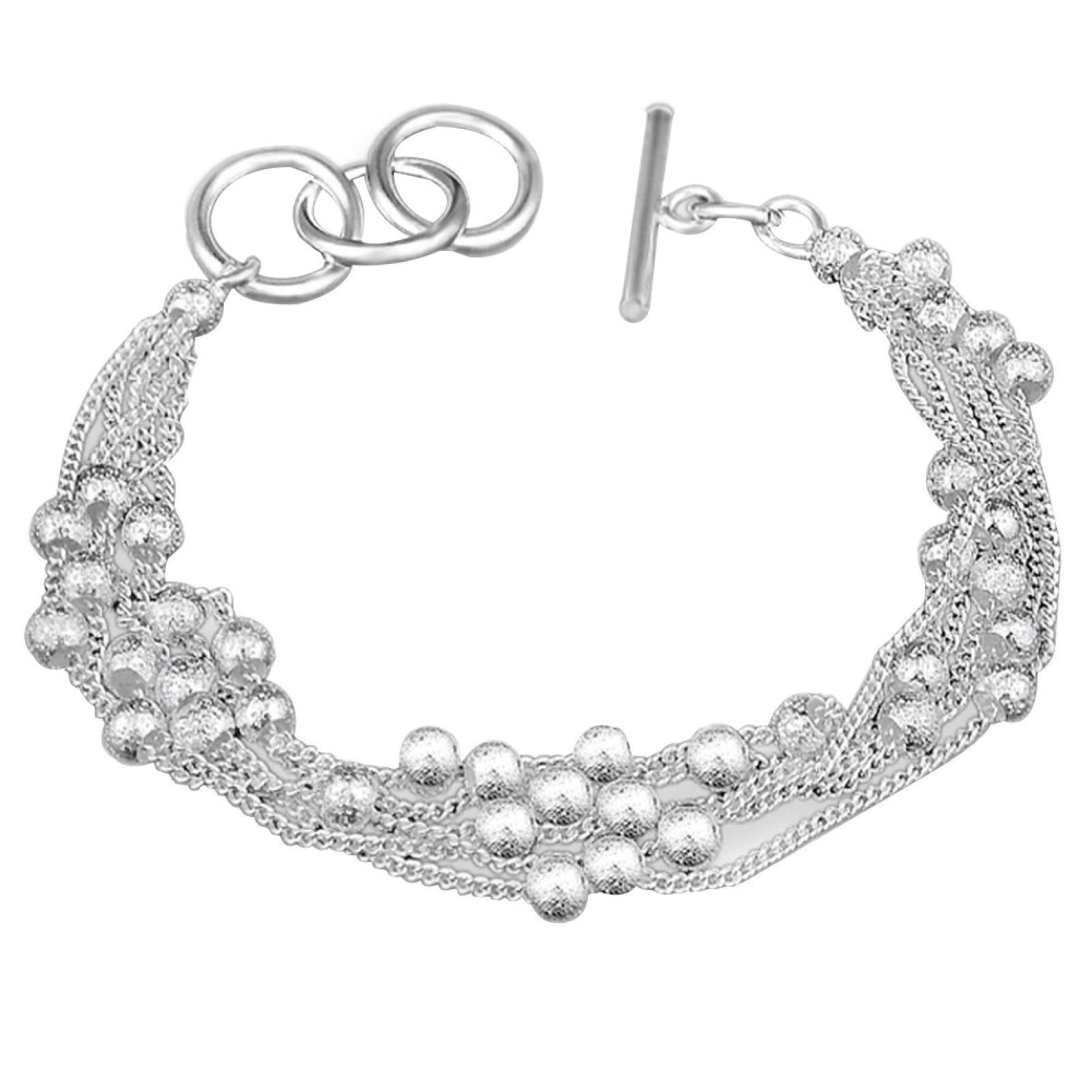 Hislaves Women's Shiny Faux Pearl Beaded Charm Bracelet - Elegant Chain Bangle Jewelry Gift for Women (Perfect for Parties, Weddings & Everyday Wear)