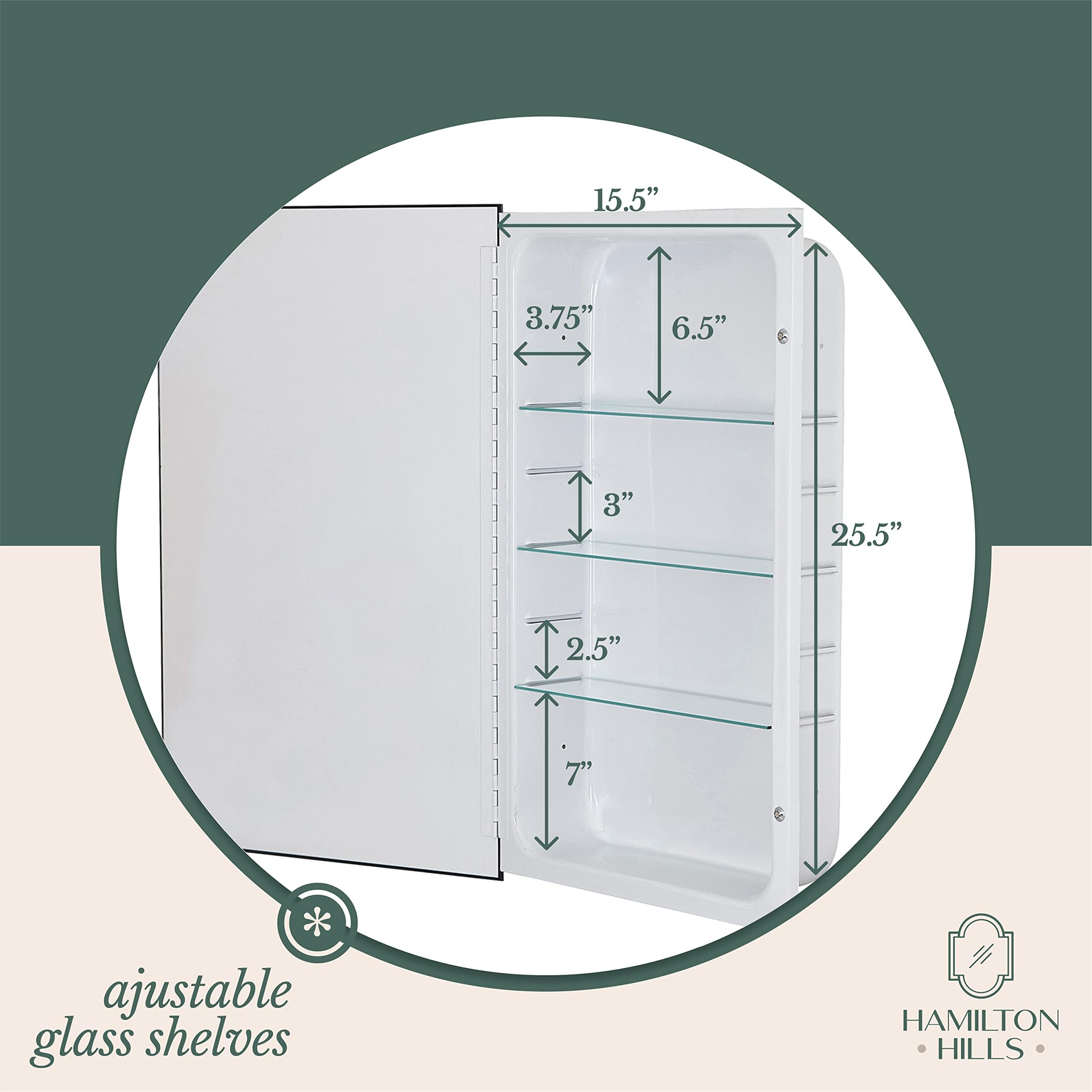 16x26 Inch White Recessed Bathroom Medicine Cabinet with Beveled Mirror - Wall Mounted Farmhouse Style Storage Organizer with Shelves - Perfect for Small Bathrooms, Powder Rooms & Vanity Areas