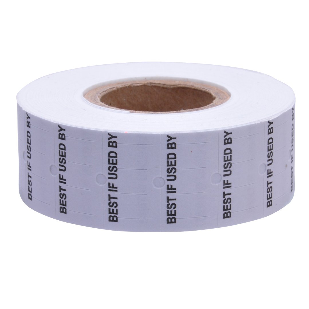 Black & White 'Best If Used By' Labels for Avery Dennison/Sato M1 Price Guns - 16 Pack with Free Ink Roll - Perfect for Retail & Inventory