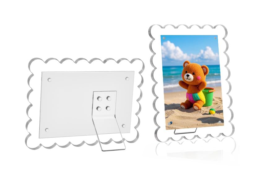 5x7 Magnetic Picture Frame - Acrylic Scalloped for Fridge & Desktop Display