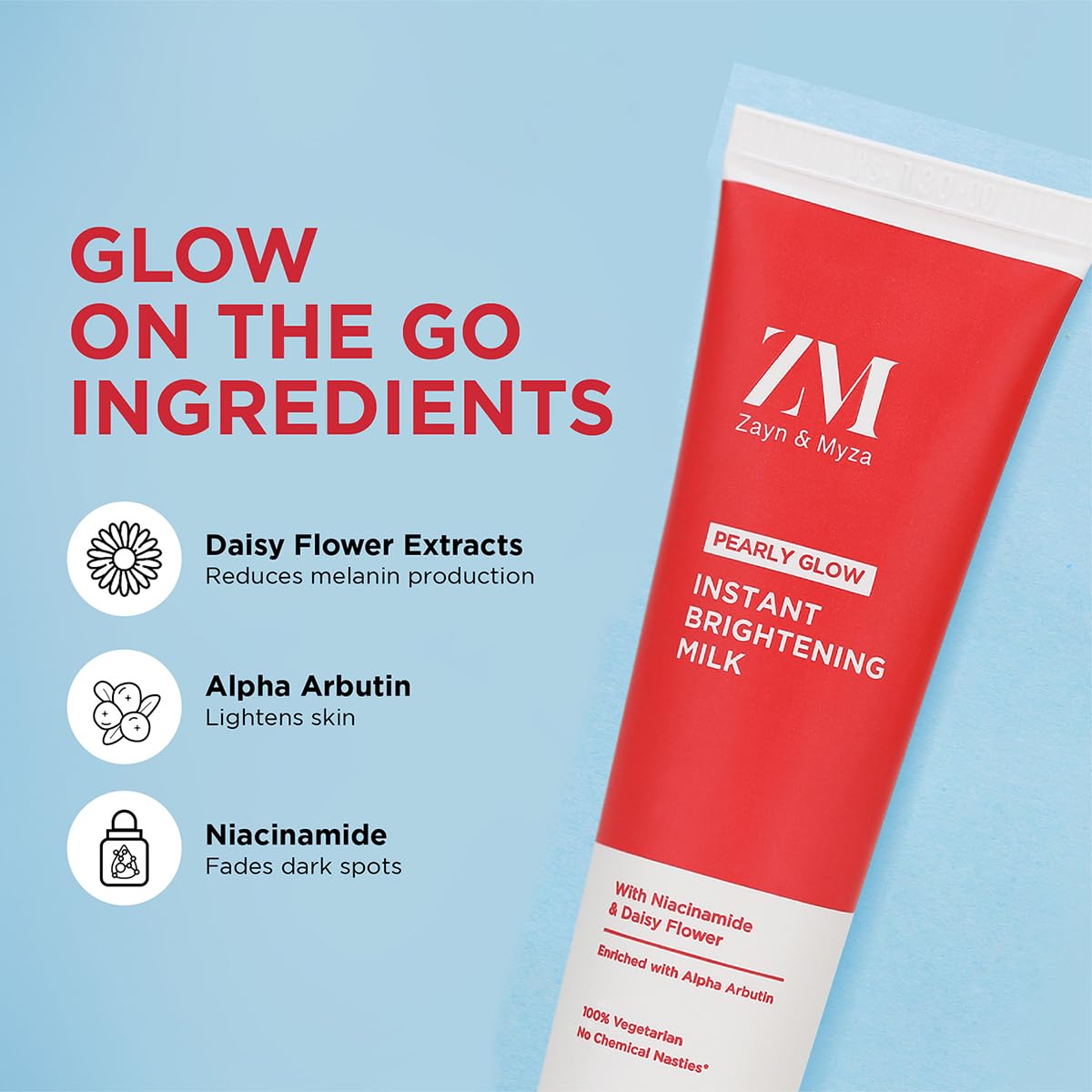 ZM Zayn & Myza Pearly Glow Insta Brightening Milk Tube Cream - Radiant & Glowing Skin Treatment | Instant Brightening & Dark Spot Reduction | 25ml (Pack of 2) | Perfect for Daily Skincare Routine & Photo-Ready Complexion
