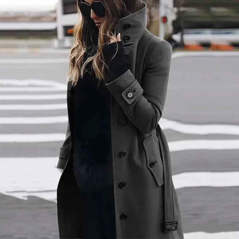 Warm Red Women's Wool Winter Coat - Stylish & Cozy Outerwear for Cold Weather, Snow Days & Winter Fashion