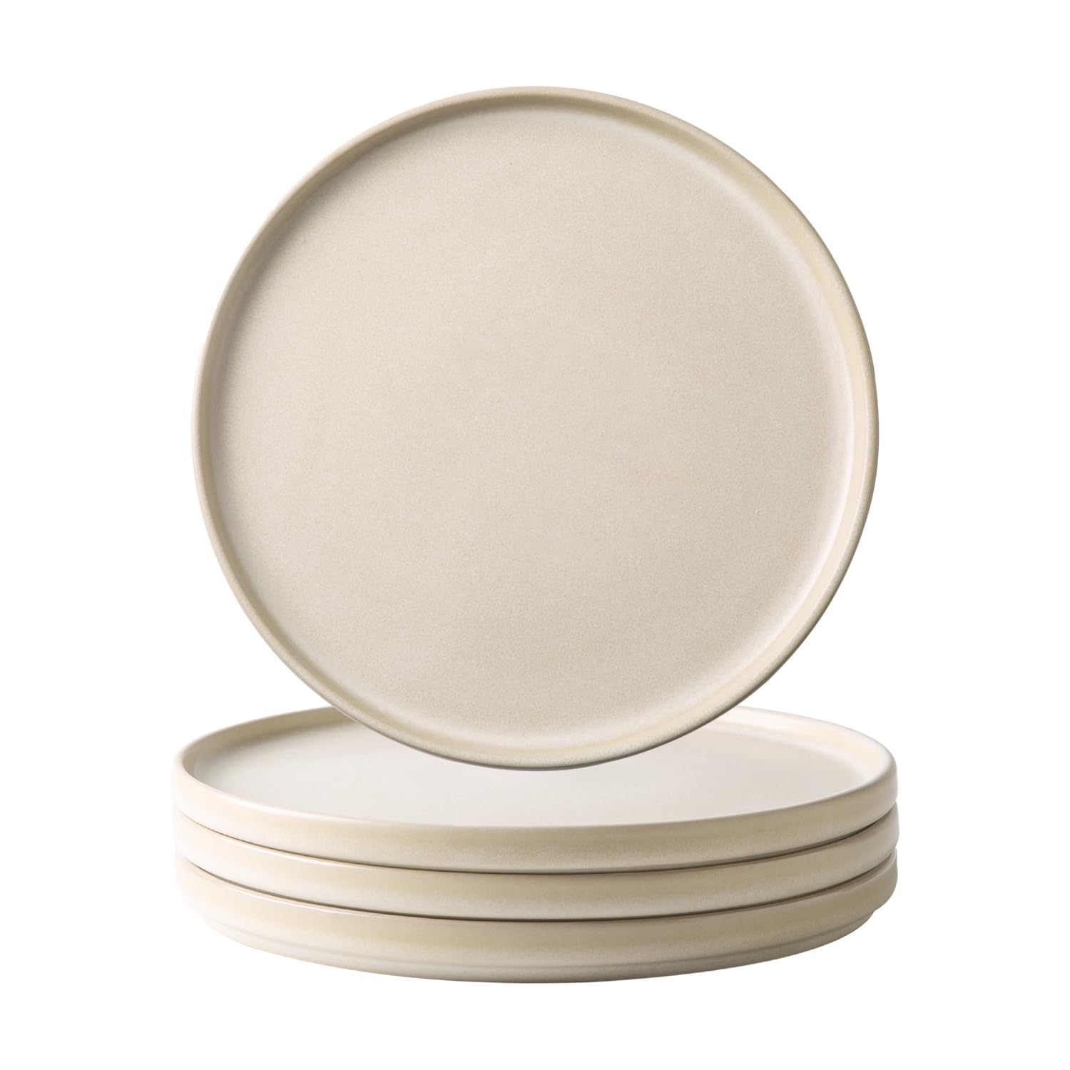 AmorArc 8-Inch Ceramic Dinner Plates Set of 4 - Matte Glaze Salad, Dessert & Appetizer Dishes - Microwave & Dishwasher Safe Scratch-Resistant Ivory Tableware - Perfect for Family Dinners, Parties & Restaurant Use