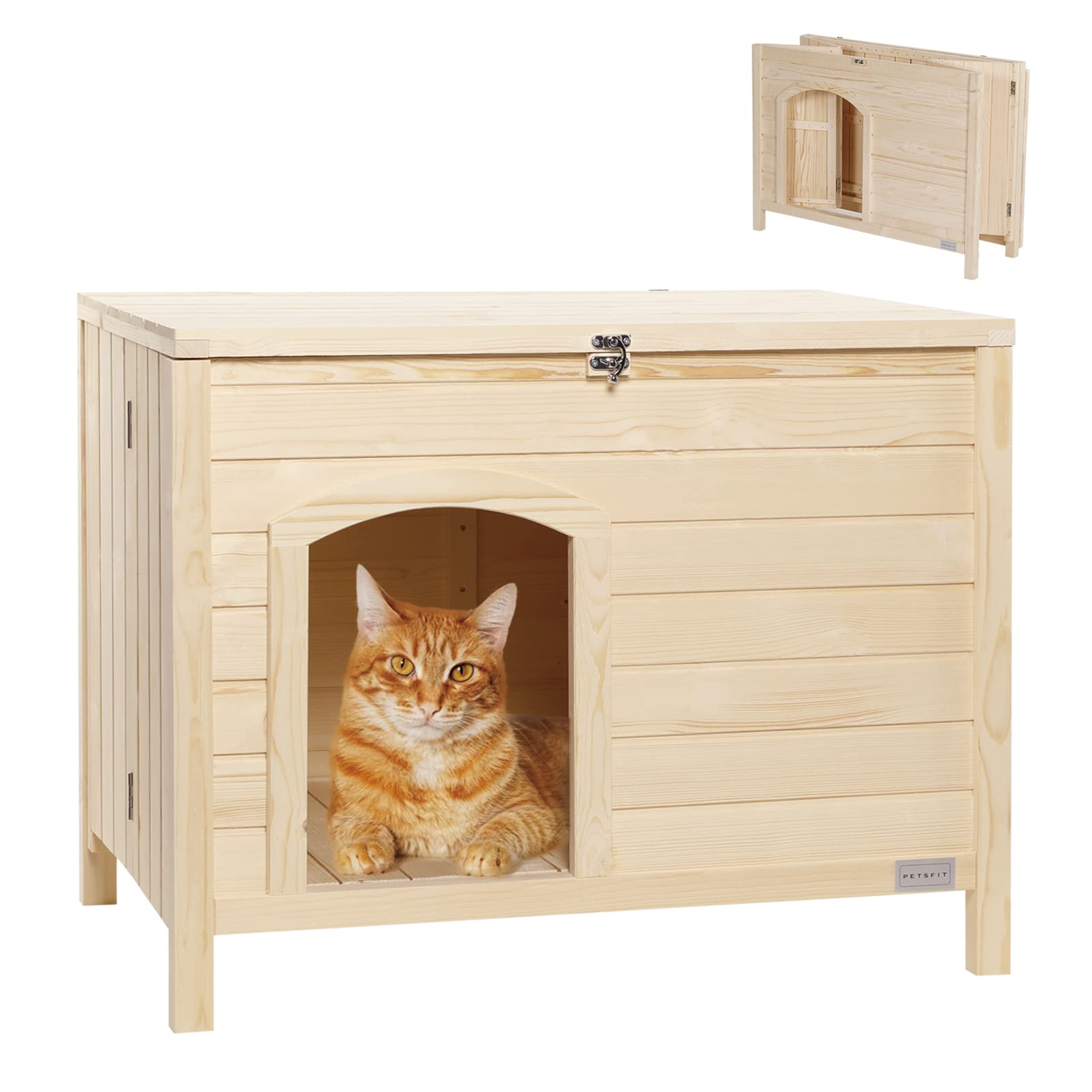 Petsfit Foldable Cat Litter Box Enclosure - No Tools Required Assembly, Hidden Litter Box Furniture for Cats & Dogs, Fits Most Standard Litter Boxes (30