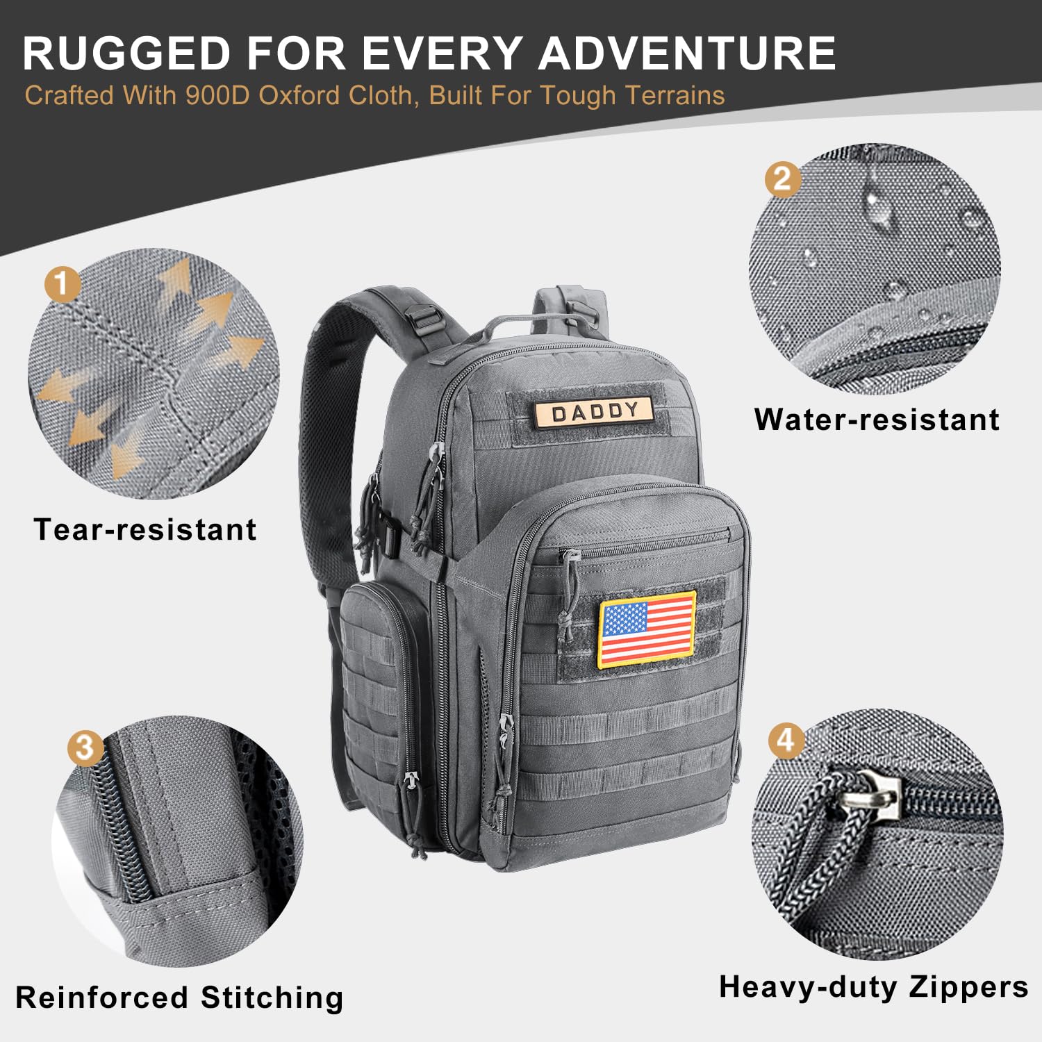 MIRACOL Military Tactical Diaper Backpack for Men - Large Waterproof Baby Bag for Hiking, Travel, Camping - Army Green Daddy Gear Backpack for Outdoor Enthusiasts | Perfect for Dads on the Go, Family Outings & Adventure Trips