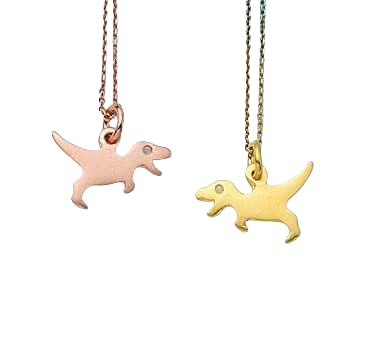 14K 18K Solid Gold Dinosaur Necklace for Kids - T-Rex Pendant in Yellow, White & Rose Gold | Minimalist Unisex Jewelry for Boys & Girls | Perfect Birthday Gift & Everyday Wear | Zoozjewelry