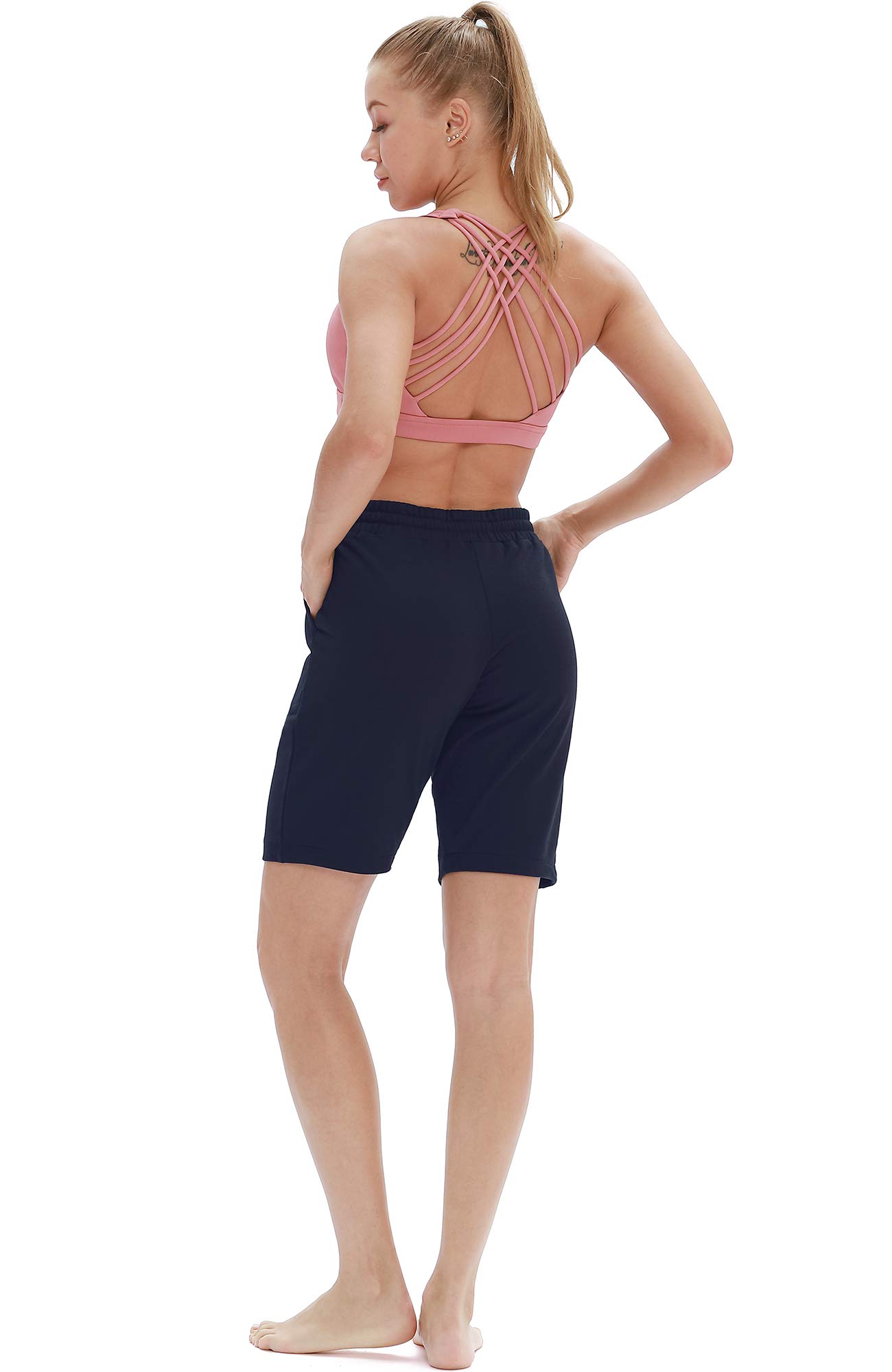 ICY ZONE Women's Athletic Running Yoga Shorts - High Waist Workout Active Lounge Bermuda Shorts with Pockets for Gym, Yoga & Casual Wear