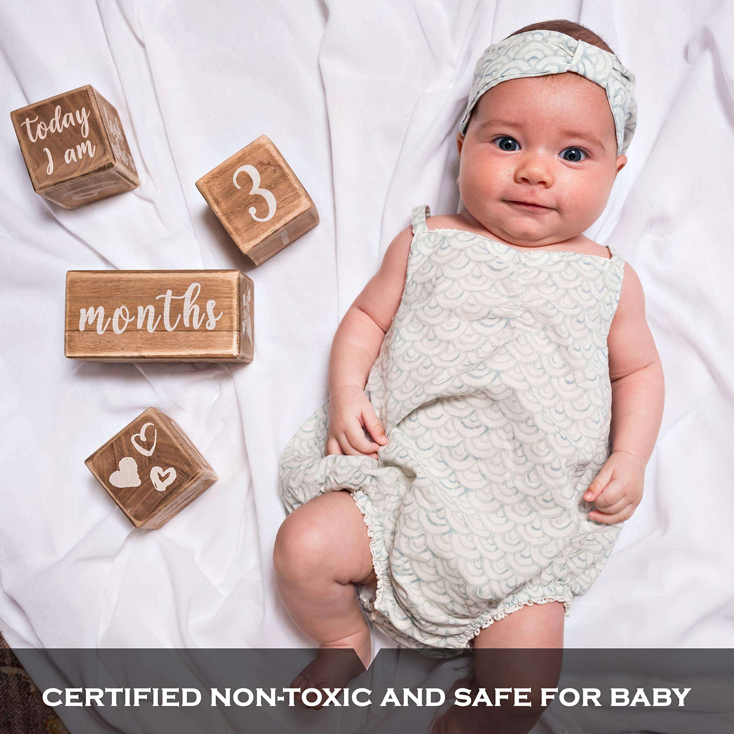 Baby Monthly Milestone Blocks - Wooden Age Blocks for Nursery Decor | Perfect Baby Shower Gift & Newborn Photography Props | Capture Precious Moments from 1-12 Months for Social Media & Memory Keepsakes