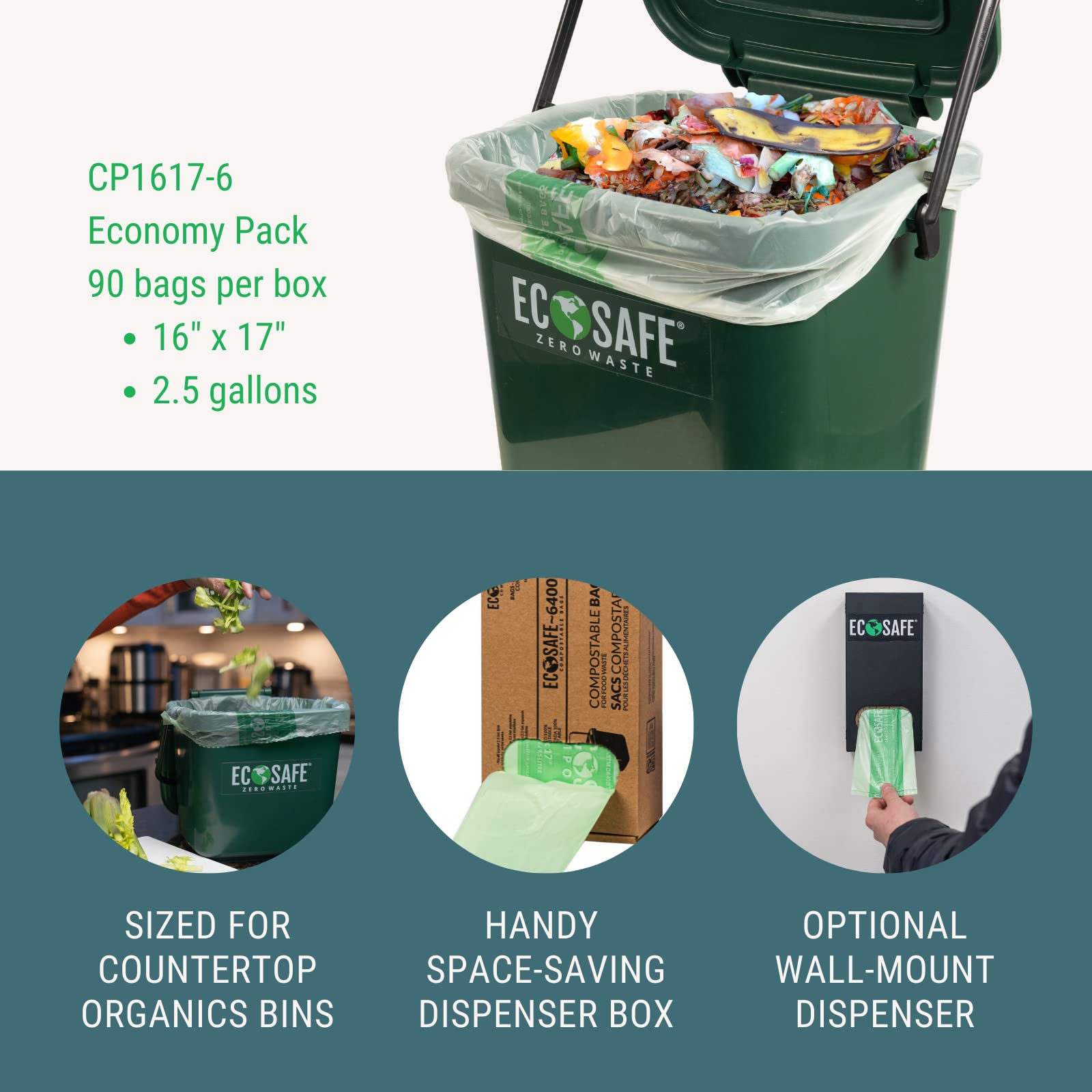 EcoSafe-6400 HB1617-6 Certified Compostable Bags - 16x17