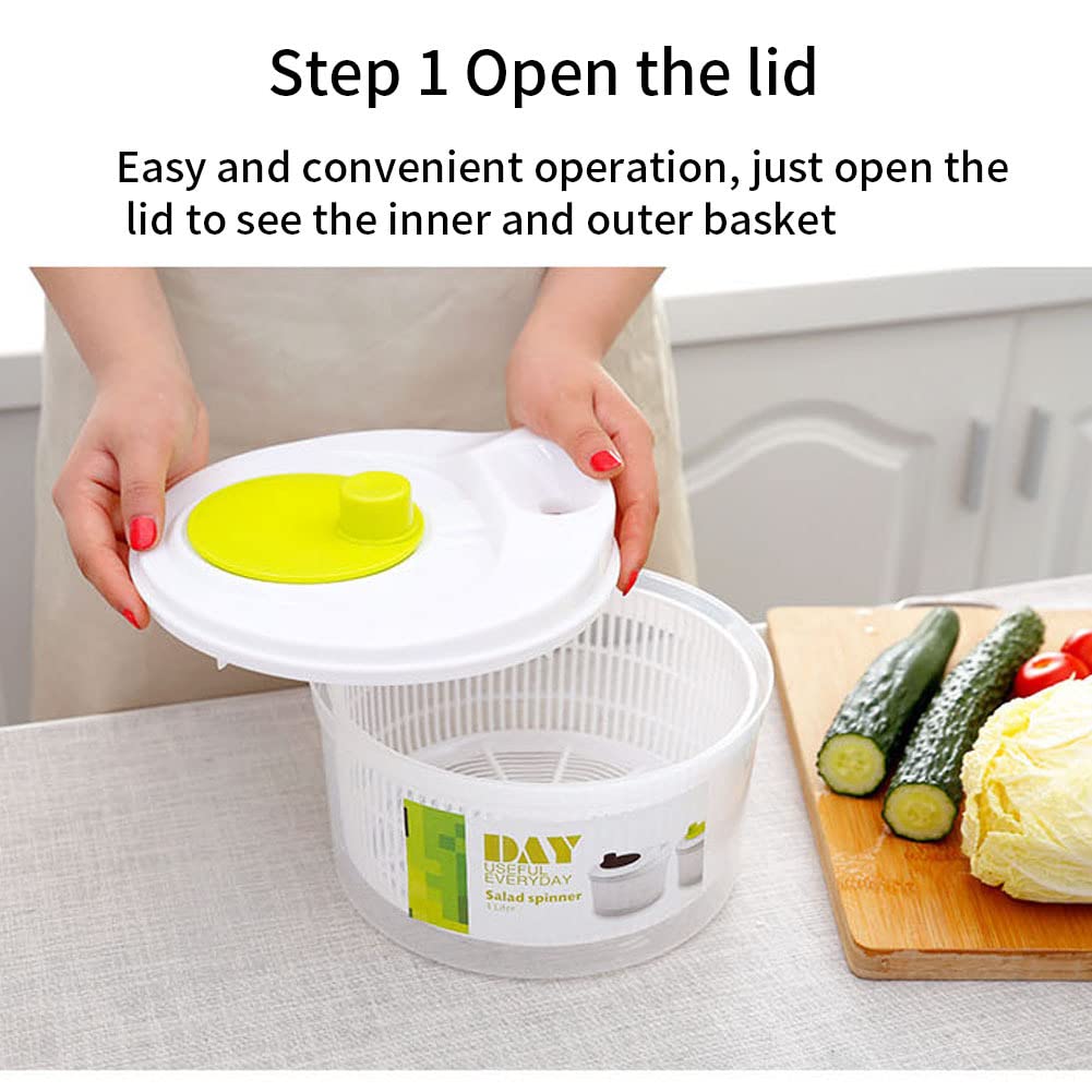 Youding Salad Spinner - Large Capacity Double-Layer Vegetable & Fruit Dryer with Easy Drain System | Perfect for Kitchen, Meal Prep & Healthy Eating | Compact Storage Space Saver
