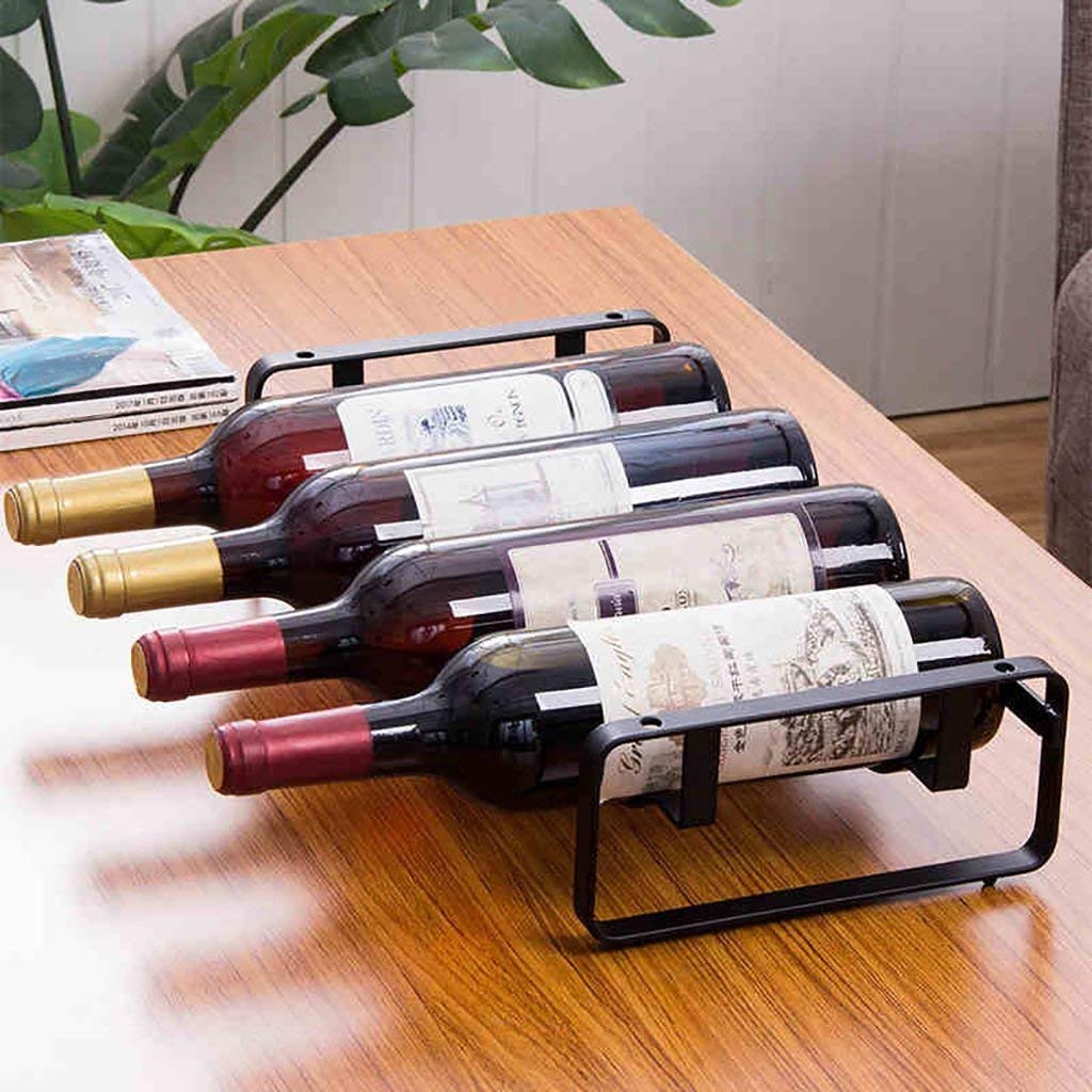 Foldable Iron Wine Rack Holder - 4 Bottle Capacity - Space Saving Kitchen & Living Room Decor - Perfect for Home Bar, Dining Room, and Gift Giving