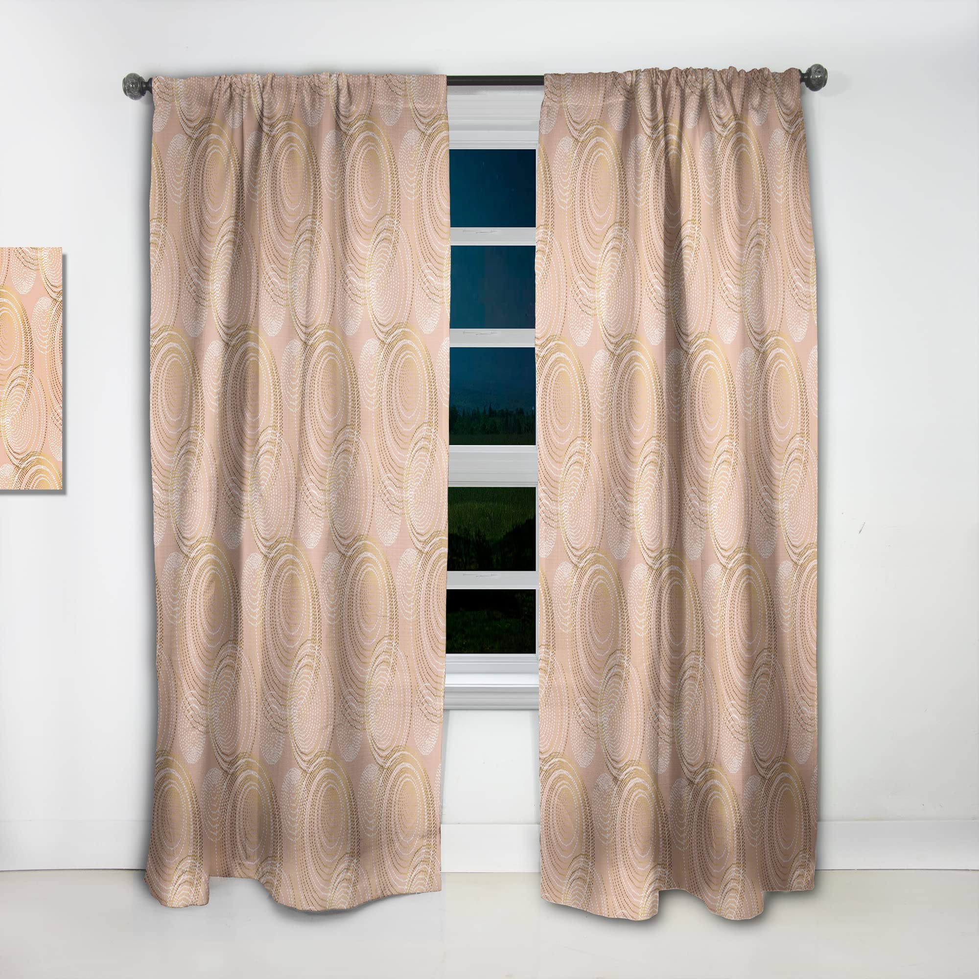 DesignQ Rose Gold Abstract Geometric Luxury Curtains - Thermal Insulated Single Panel (52x120 Inches) for Bedroom & Living Room - Elegant Window Drapes for Home Decor, Blackout Curtains for Better Sleep & Energy Savings