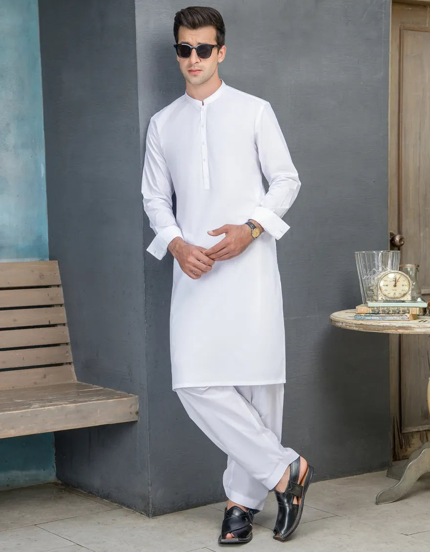 Premium Cotton White Unstitched Suit by J. Junaid Jamshed - Perfect for Weddings, Festivals & Formal Occasions