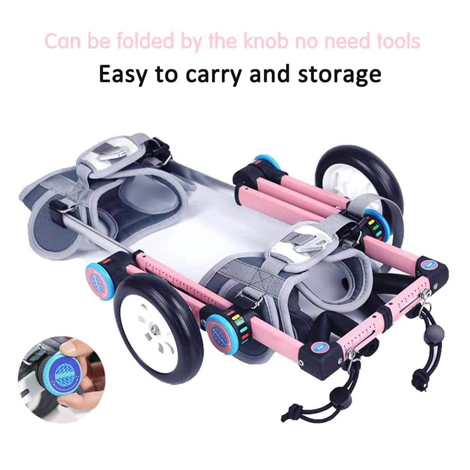 Adjustable Dog Wheelchair for Small Pets - Foldable Rear Leg Support Cart for Dogs with Hind Limb Paralysis - Mobility Aid for Disabled & Injured Dogs - Perfect for Recovery, Rehabilitation & Daily Walks