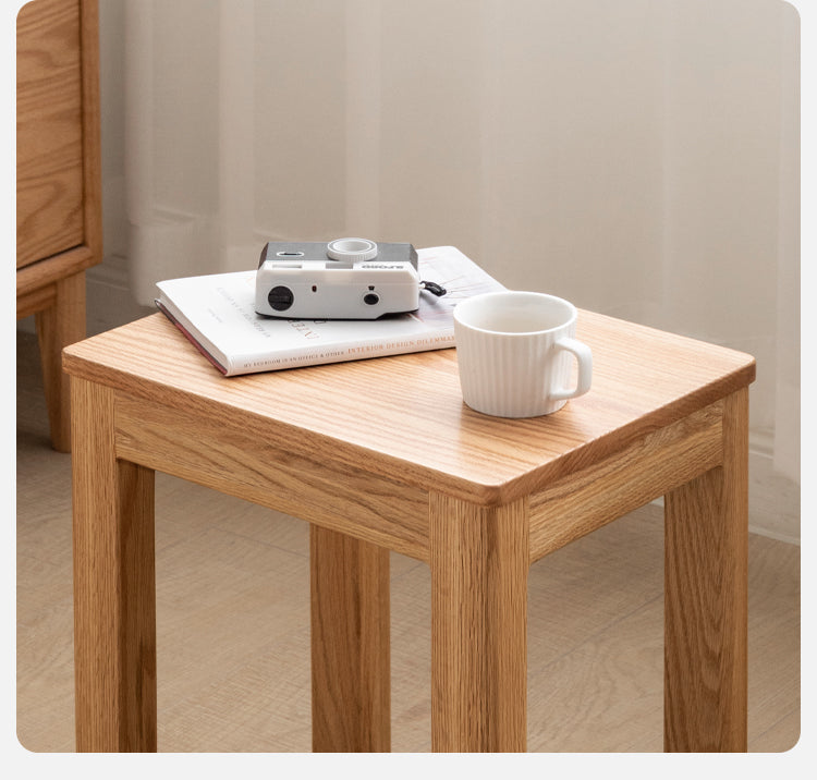 Solid Oak Wood Stool - Rustic Bar Stool, Kitchen Island Stool & Counter Height Stool for Home, Cafe and Restaurant Use