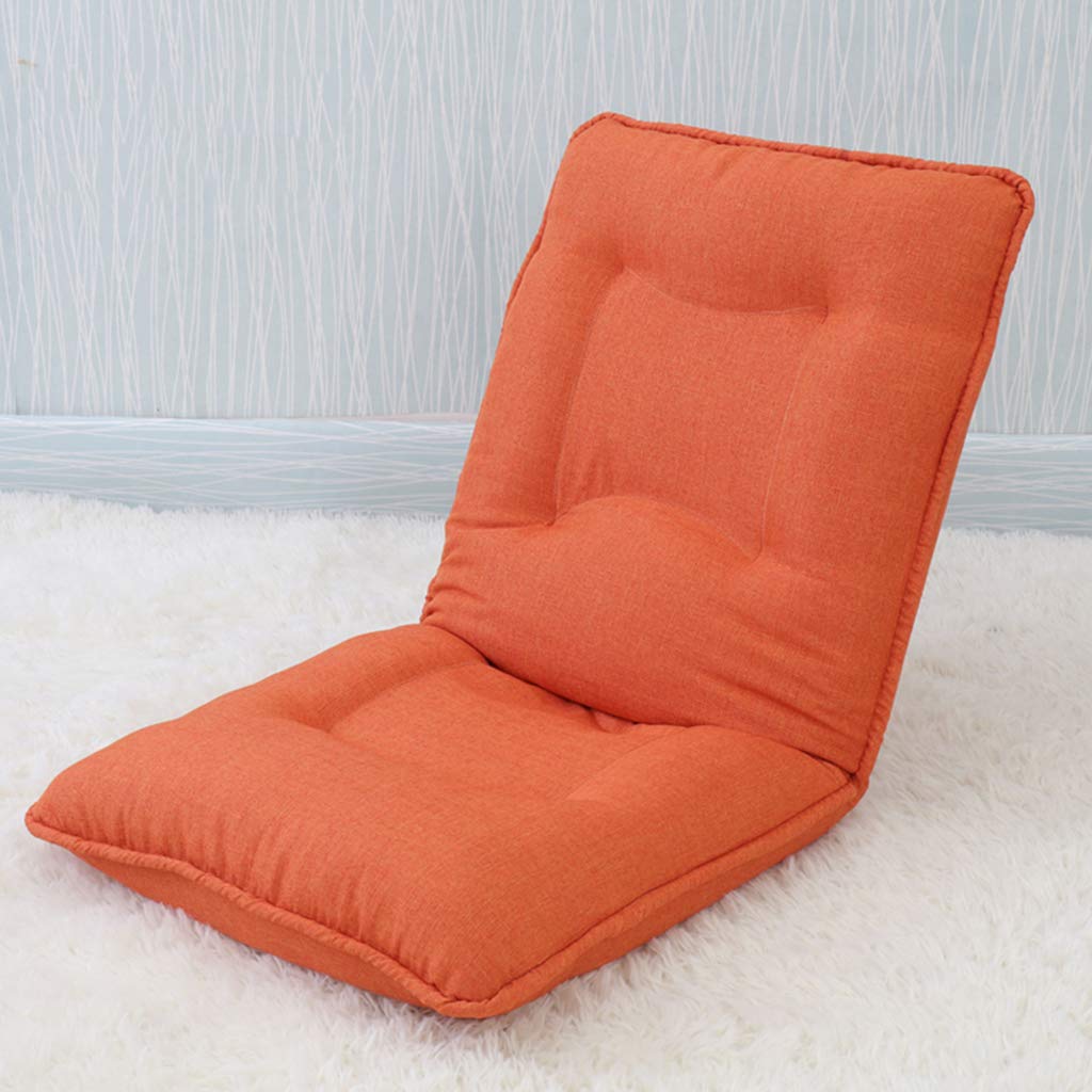 Adjustable 6-Position Floor Sofa Chair with Removable Washable Covers - Foldable Tatami Lounger for Living Room, Bedroom & Small Spaces - Perfect for Relaxing, Reading & Napping (Orange)