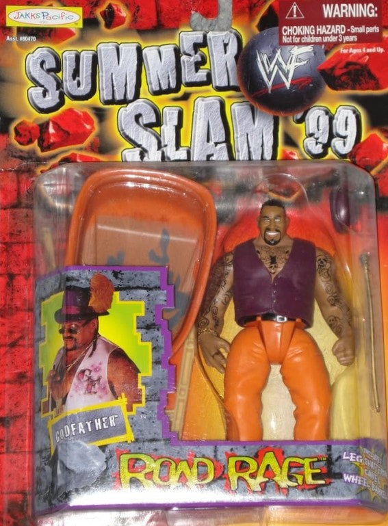WWF Jakks Pacific SummerSlam '99 Road Rage Godfather Wrestling Action Figure - Vintage Collectible Toy for Wrestling Fans - Perfect for Display, Play & Nostalgic Collections